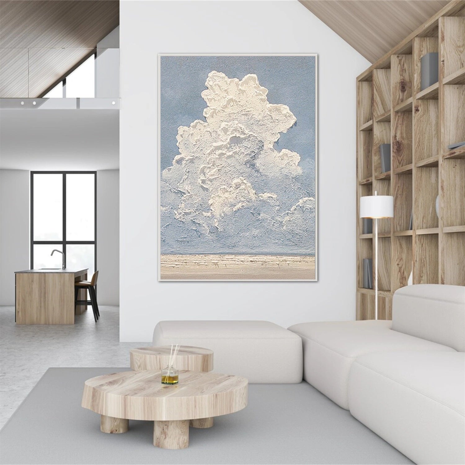 Sky And Ocean Abstract Textured Wall Art #SO342
