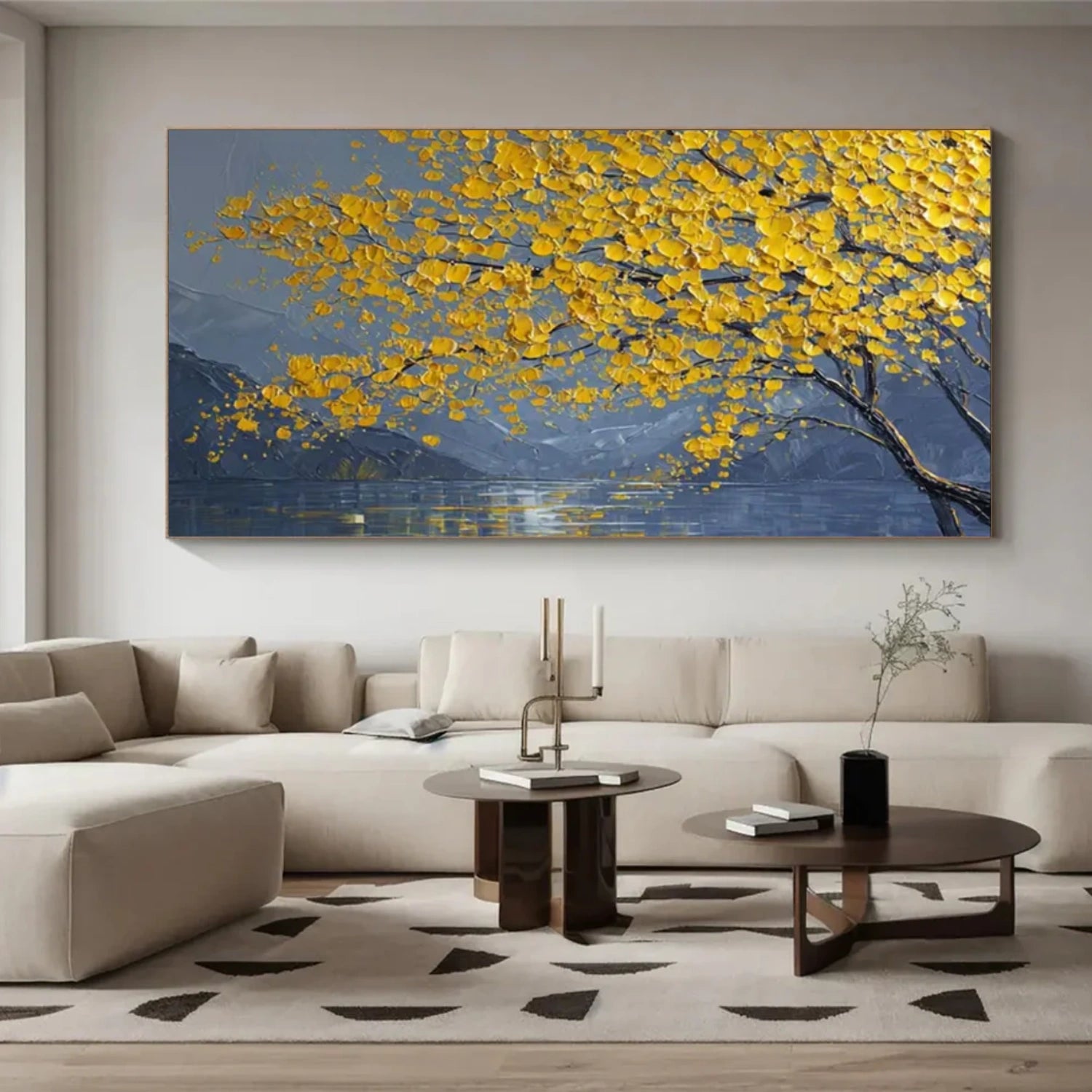 Tree And Flower Abstract Textured Wall Art #TF145
