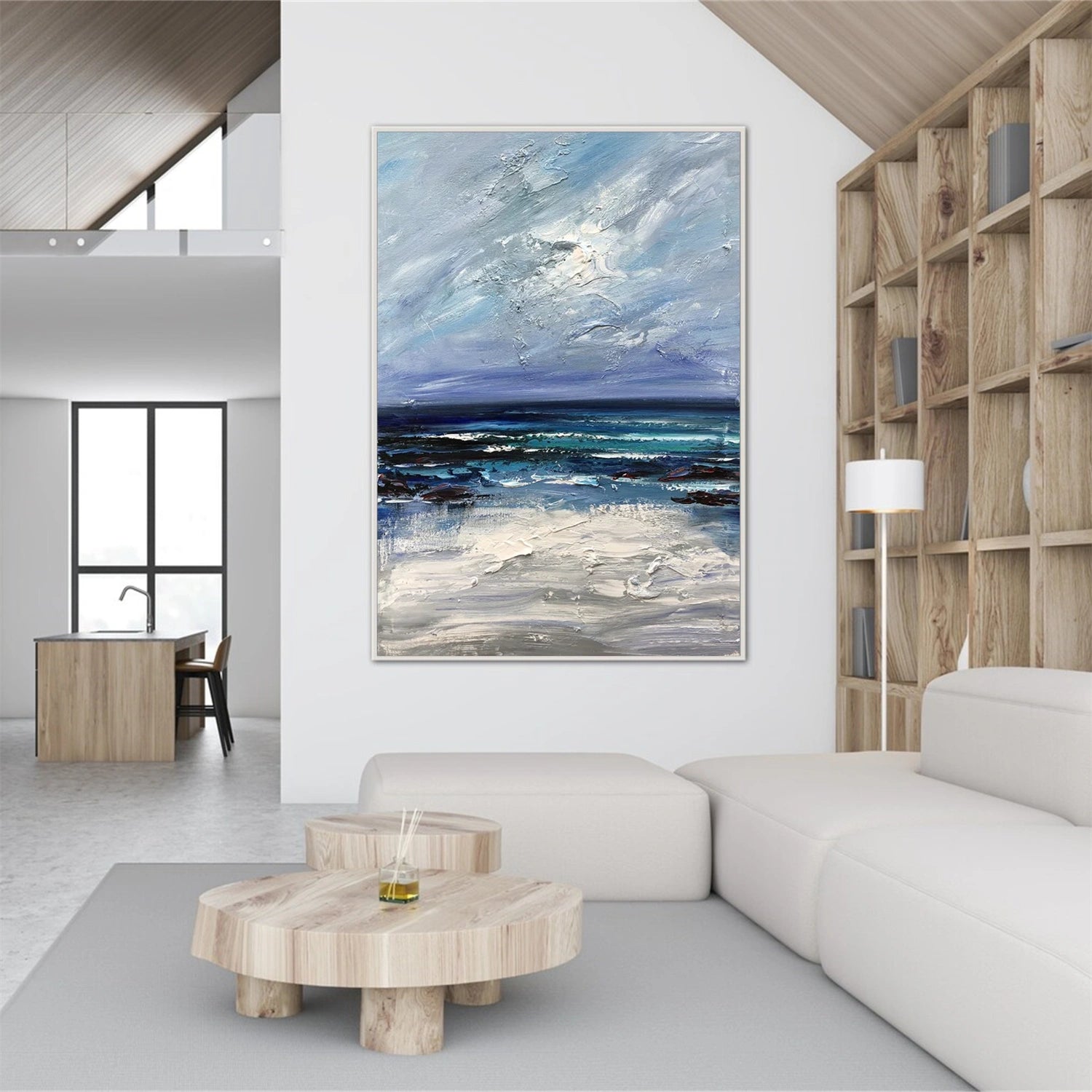 Sky And Ocean Abstract Textured Wall Art #SO253