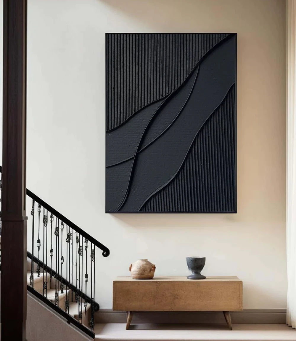 Black Textured Minimalist Wall Art #BT006