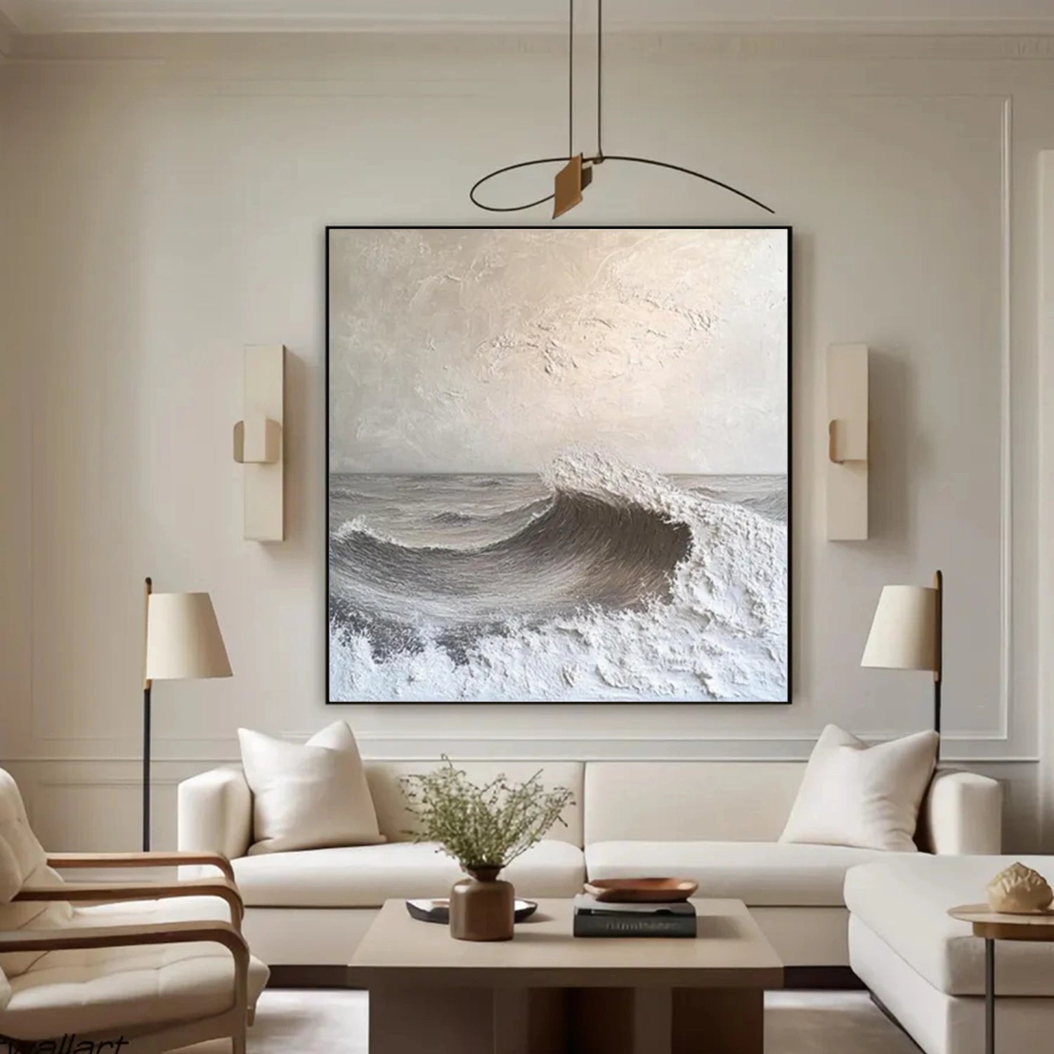 Sky And Ocean Abstract Textured Wall Art #SO321