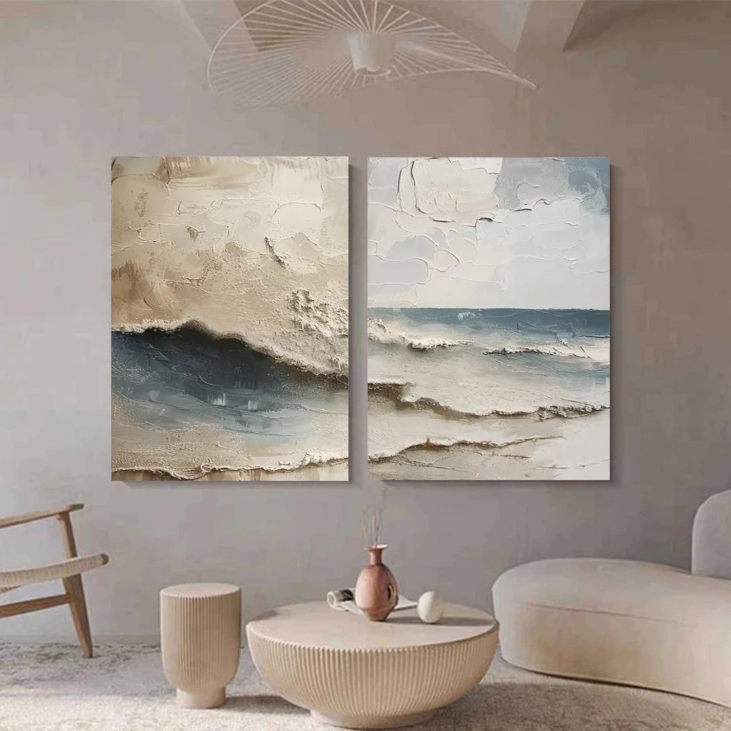 Sky And Ocean Abstract Textured Wall Art Set of 2 #SO288