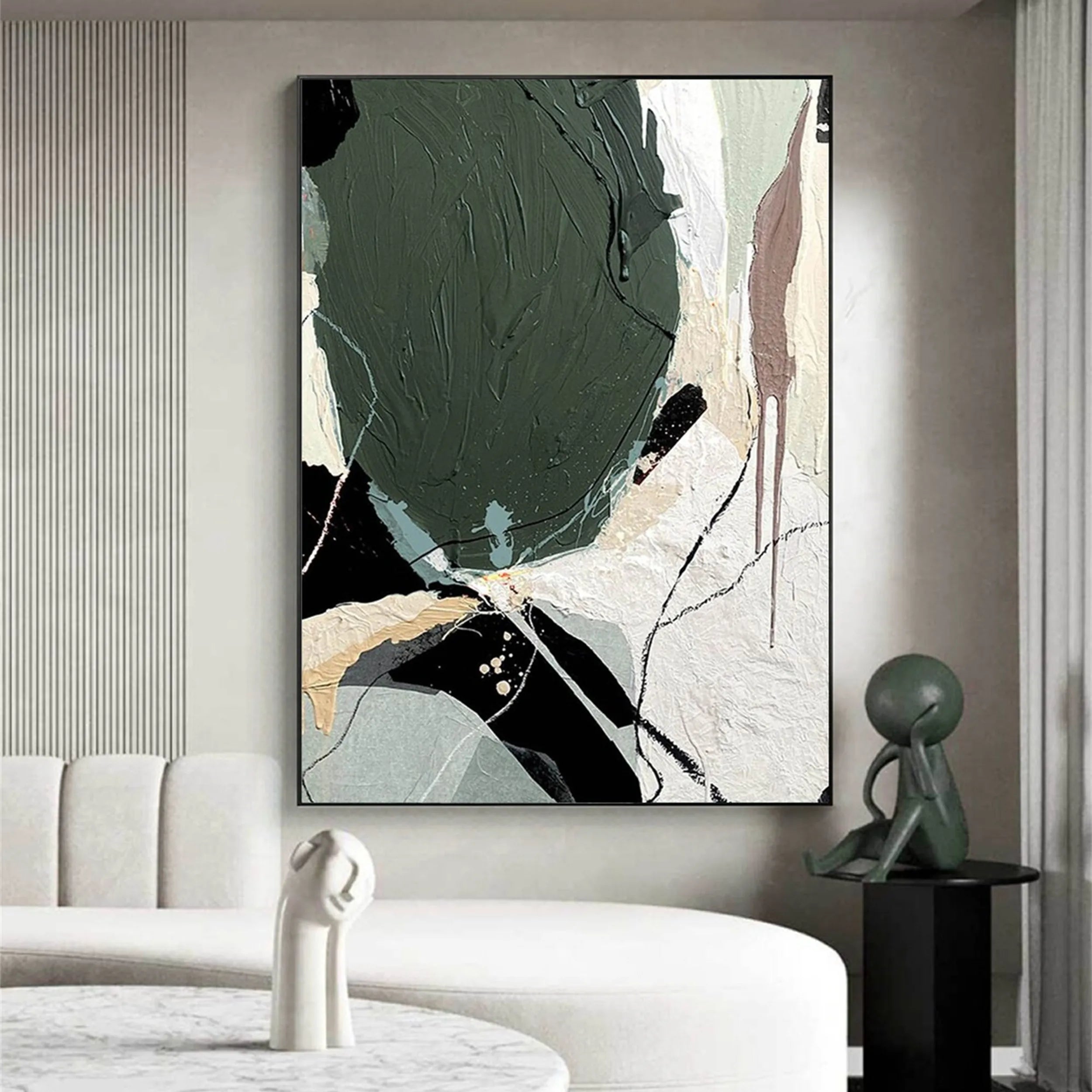 Green Textured Minimalist Wall Art #GT006