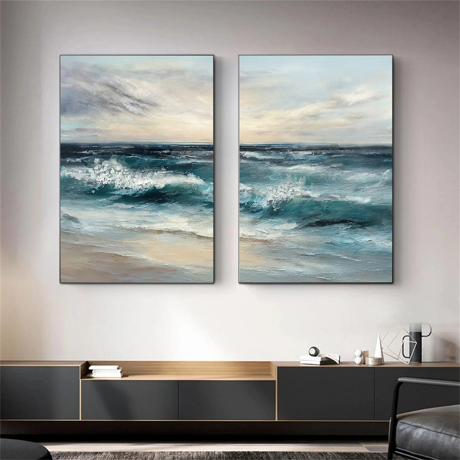 Sky And Ocean Abstract Wall Art Set of 2 #SO326