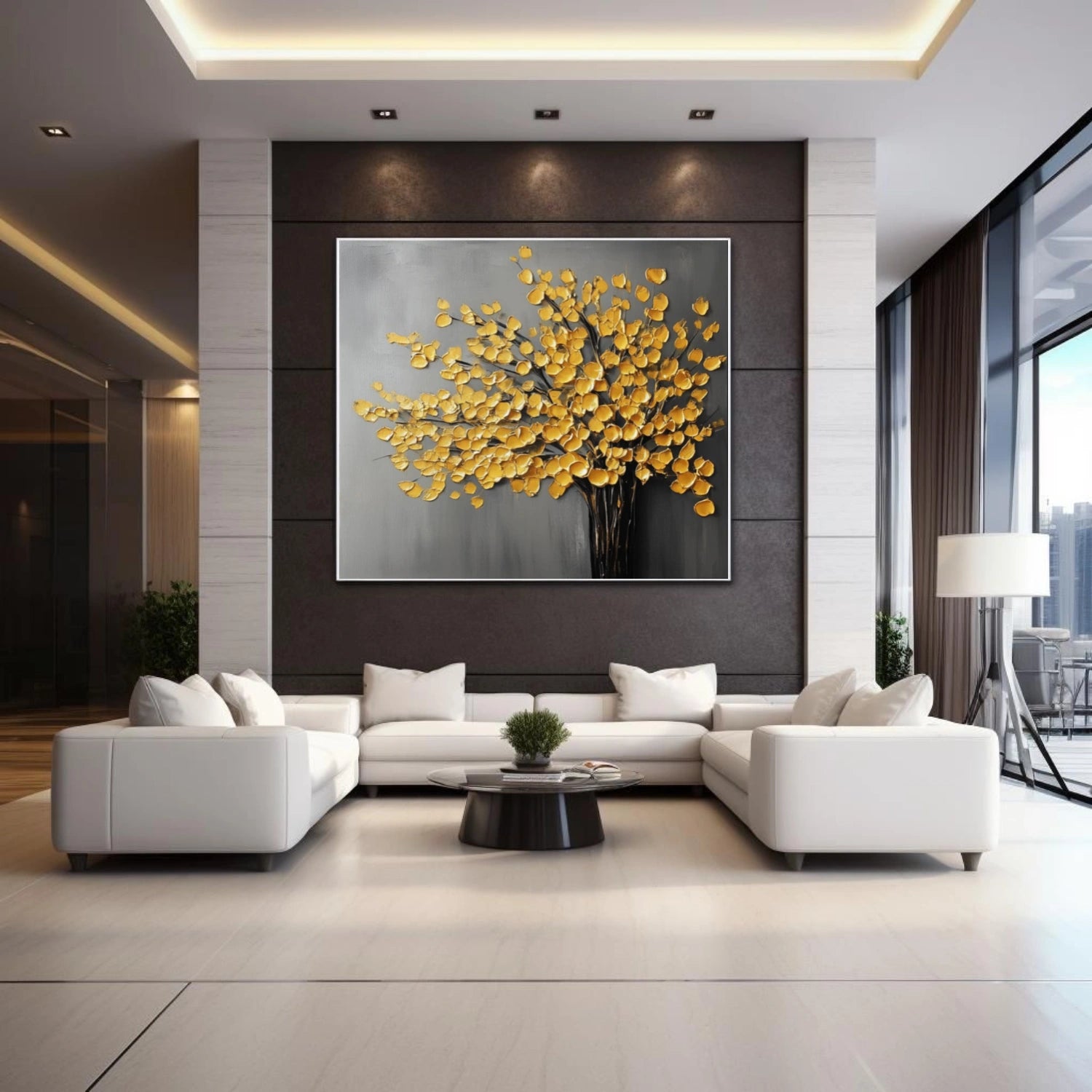 Tree And Flower Abstract Textured Wall Art #TF179