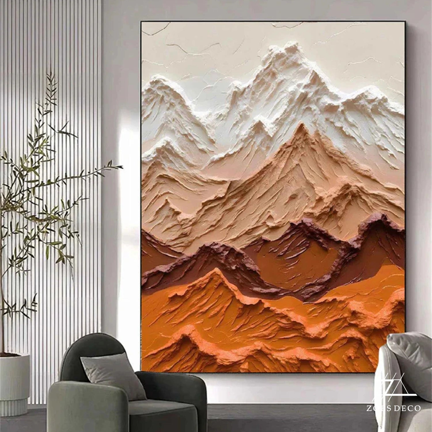 Abstract Mountain Textured Canvas Art #WT185