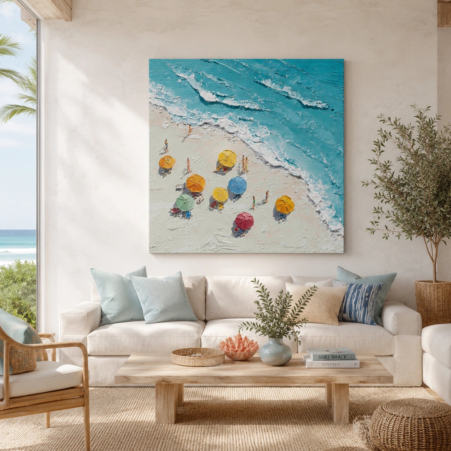 Sky And Ocean Abstract Textured Wall Art #SO420