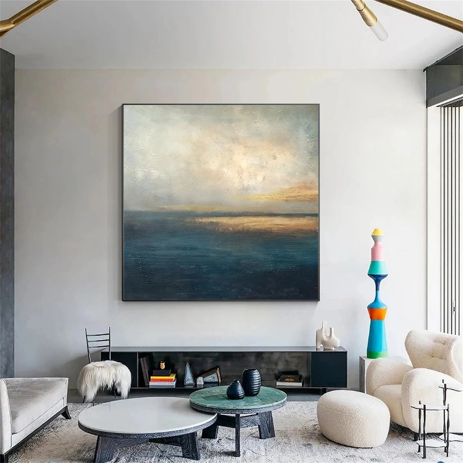 Blue and Gold Abstract Wall Art #AW195