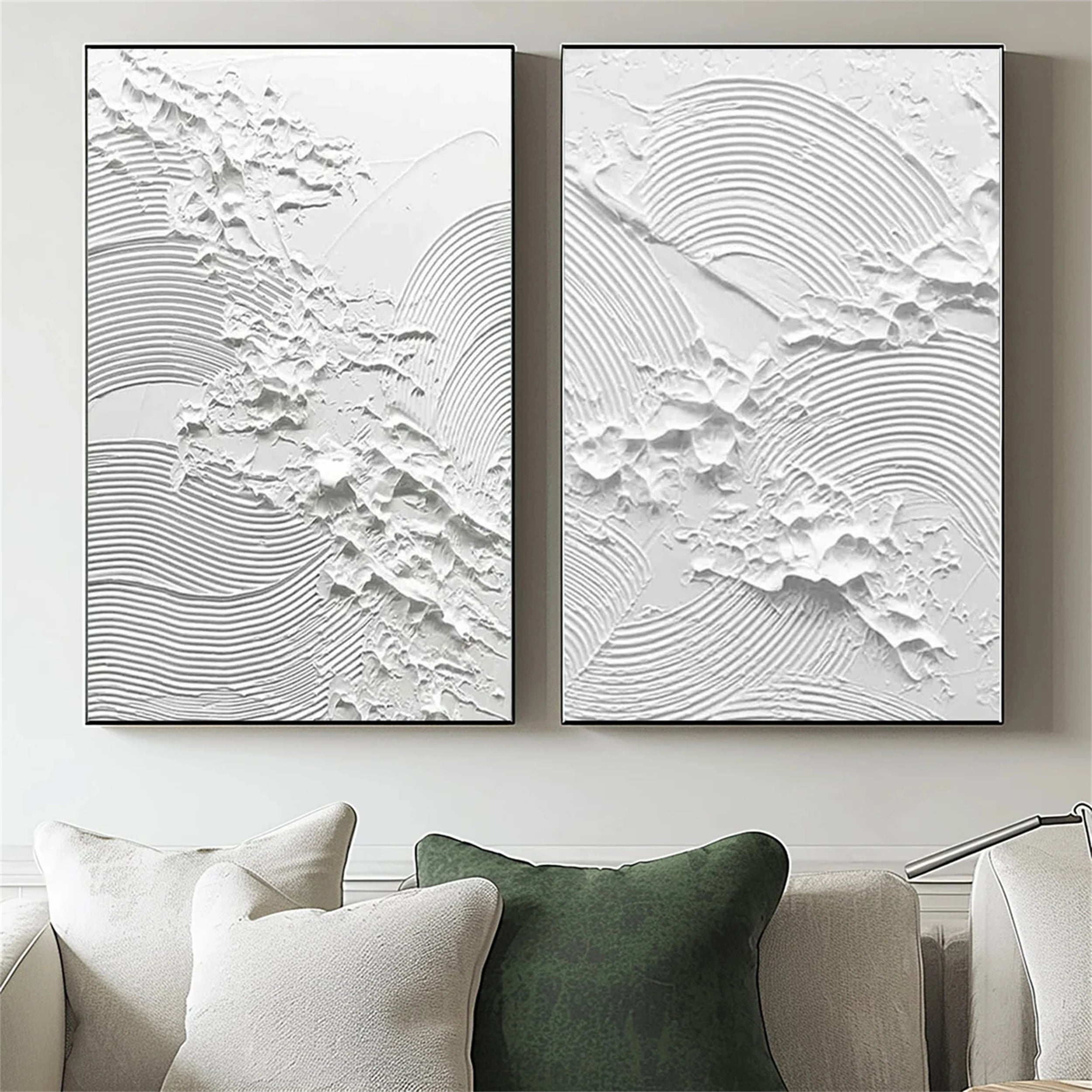 White Textured Minimalist Wall Art Set of 2 #WT032