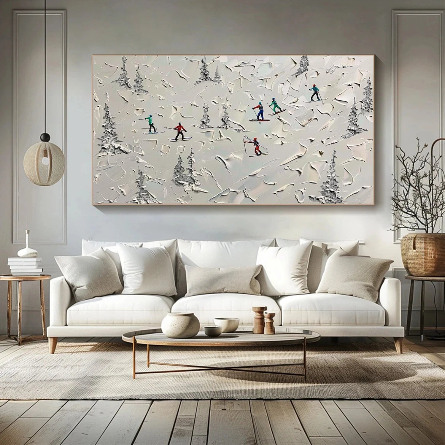 Skiing Sport Textured Wall Art #BA050