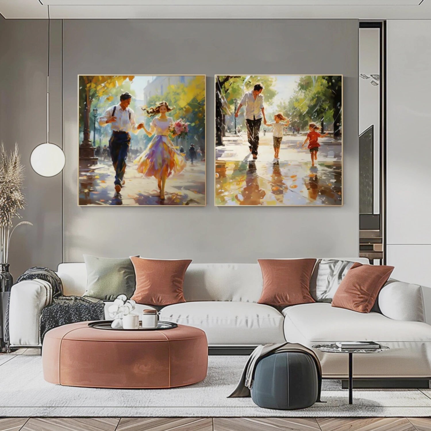 Colorful Abstract Portrait Textured Wall Art Set of 2 #WP012