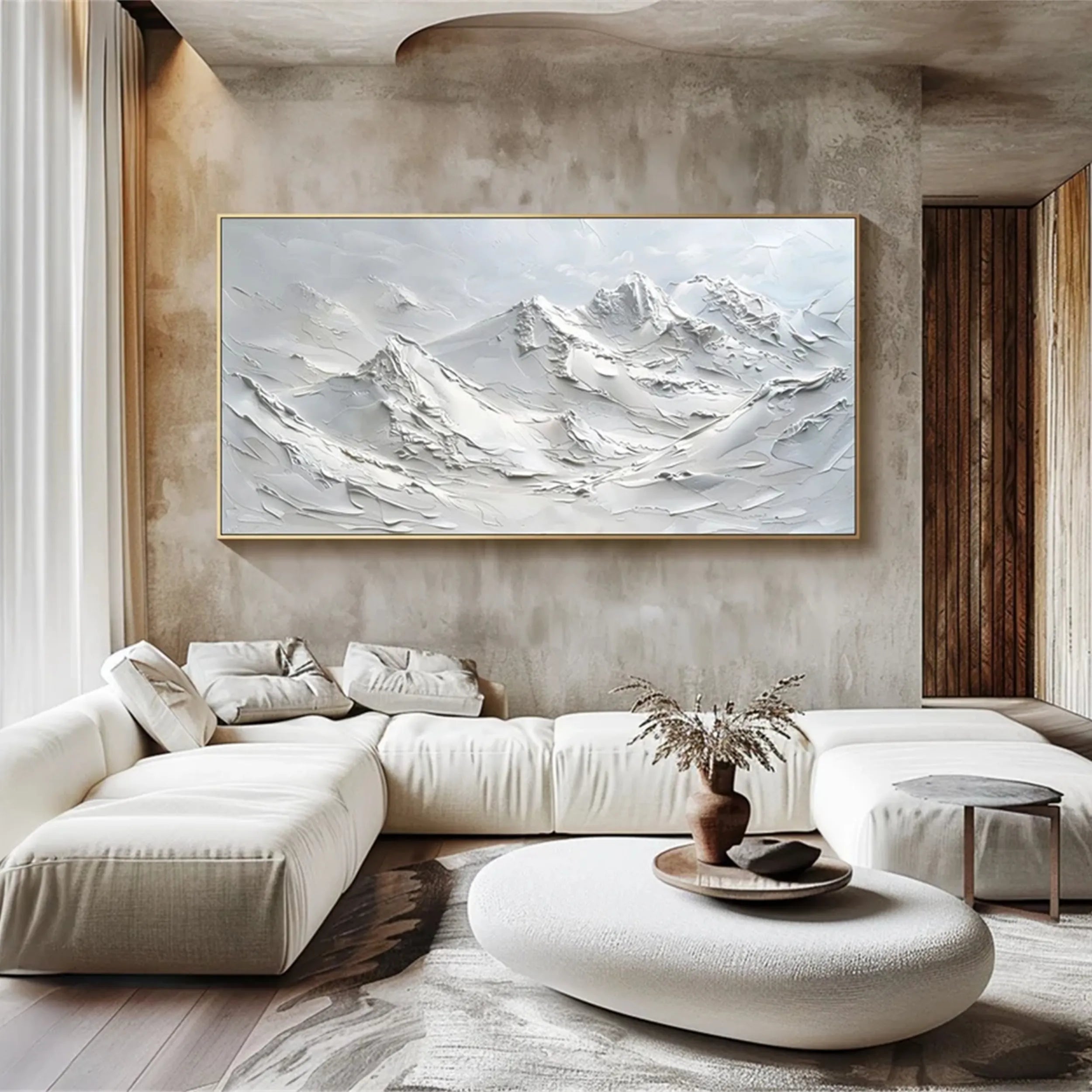 White Textured Minimalist Wall Art #WT118