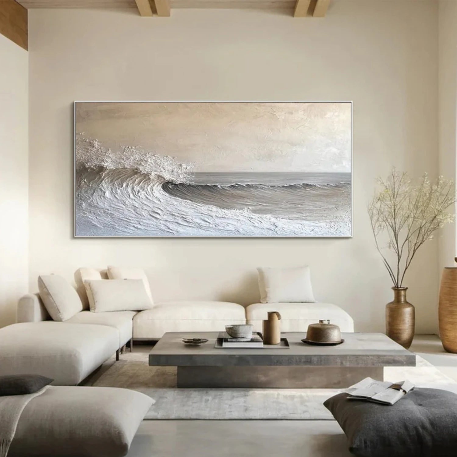 Sky And Ocean Abstract Textured Wall Art #SO319