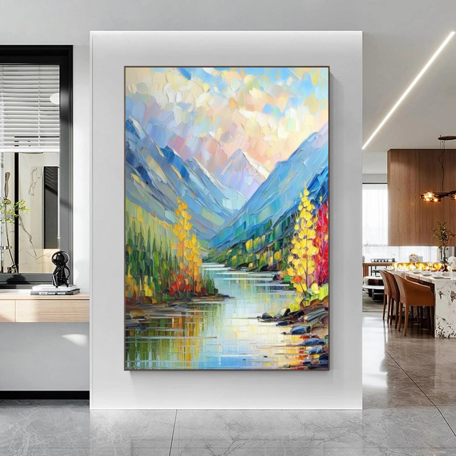 Colorful Abstract Mountain Textured Canvas Art #WT199