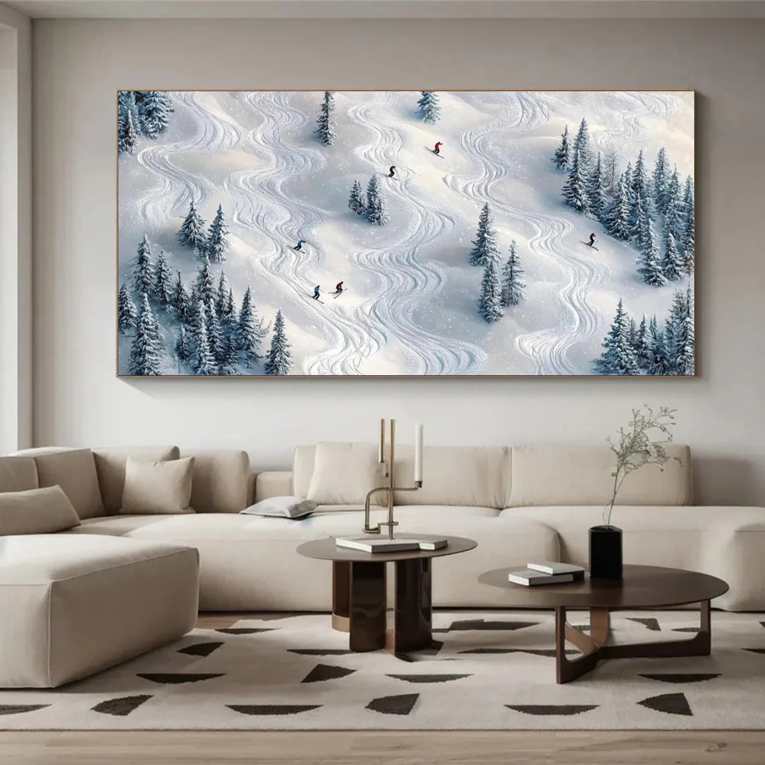 Skiing Sport Textured Wall Art #BA038