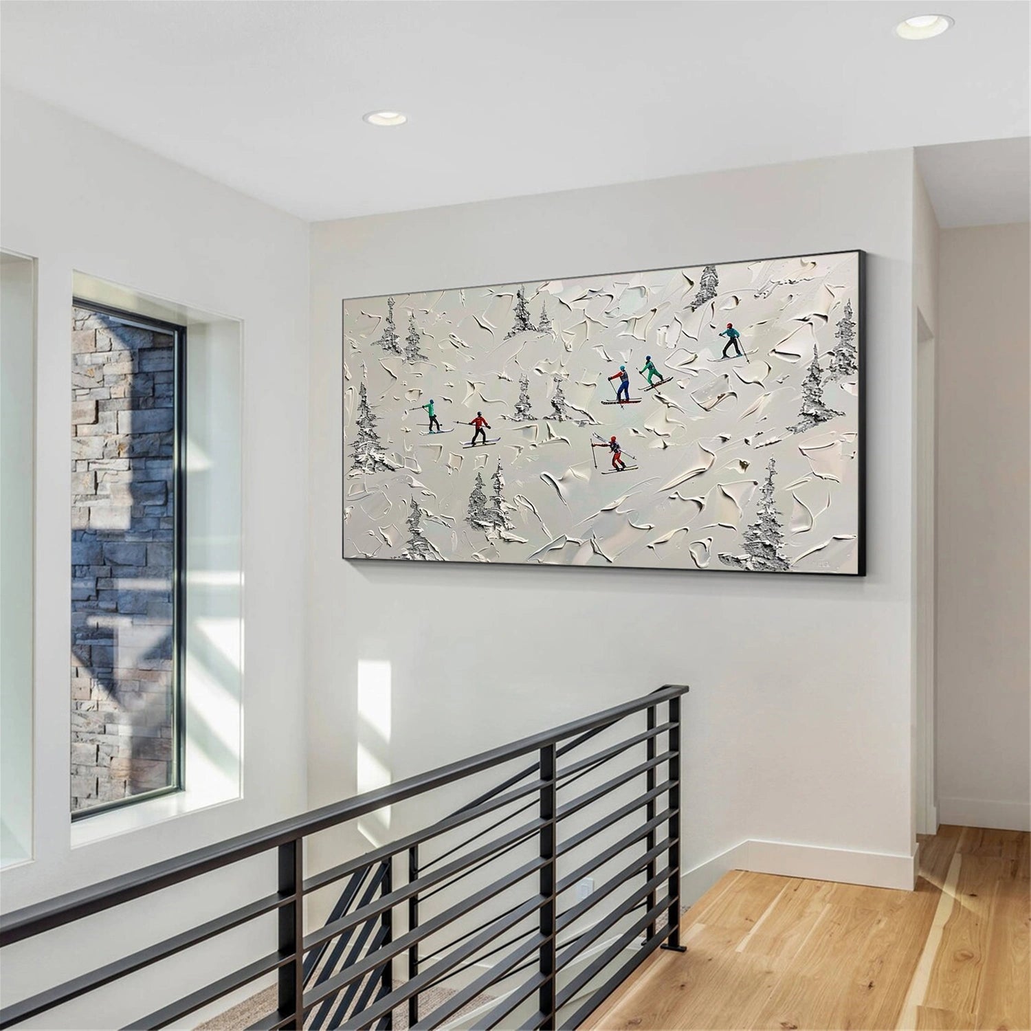 Skiing Sport Textured Wall Art #BA050