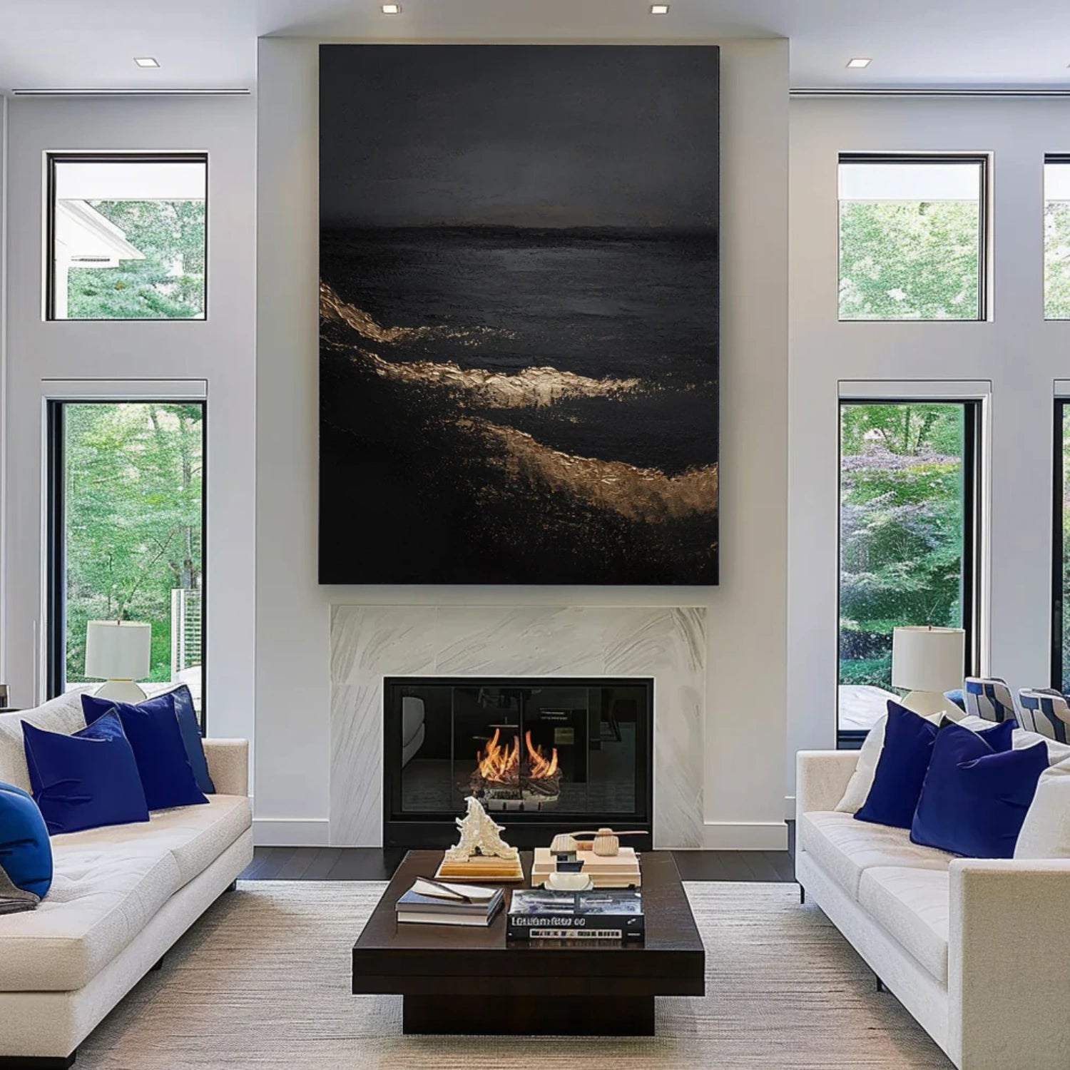 Black Minimalist Textured Canvas Art #BT087