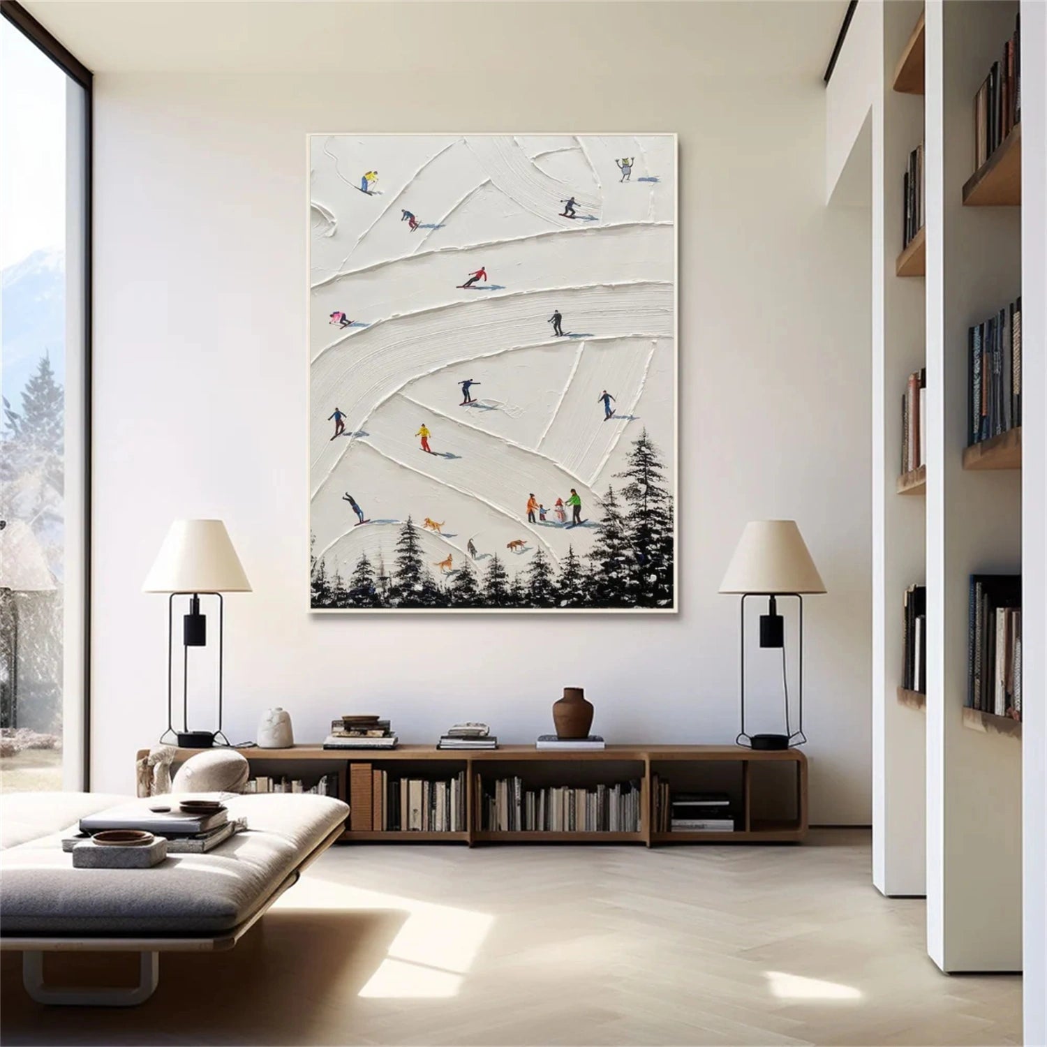 Skiing Sport Textured Wall Art #BA024