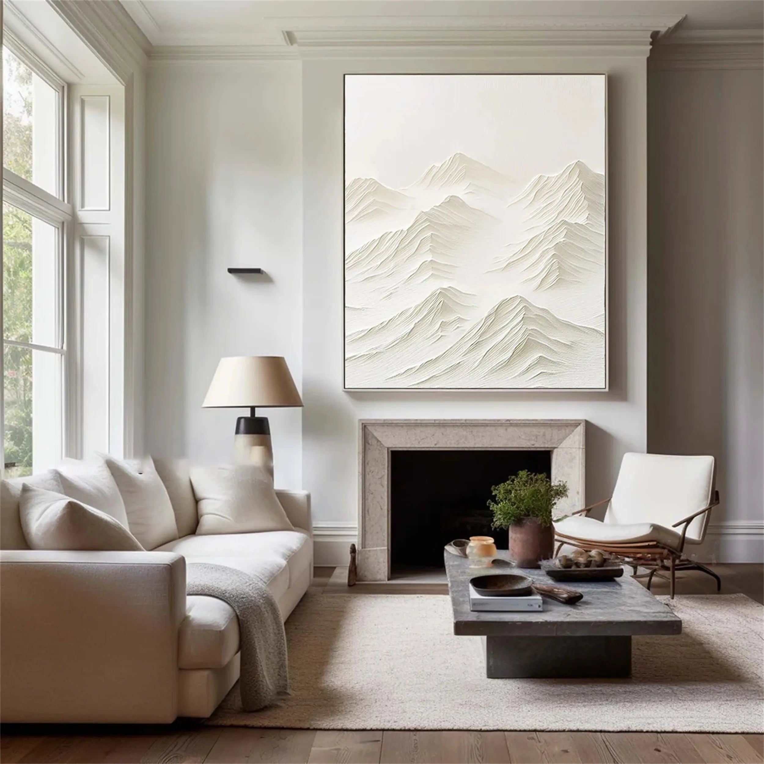 White Textured Minimalist Wall Art #WT091