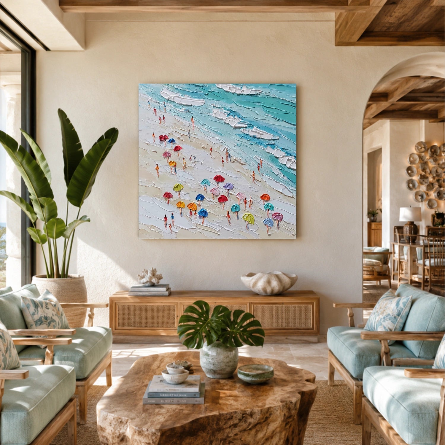 Sky And Ocean Abstract Textured Wall Art #SO425