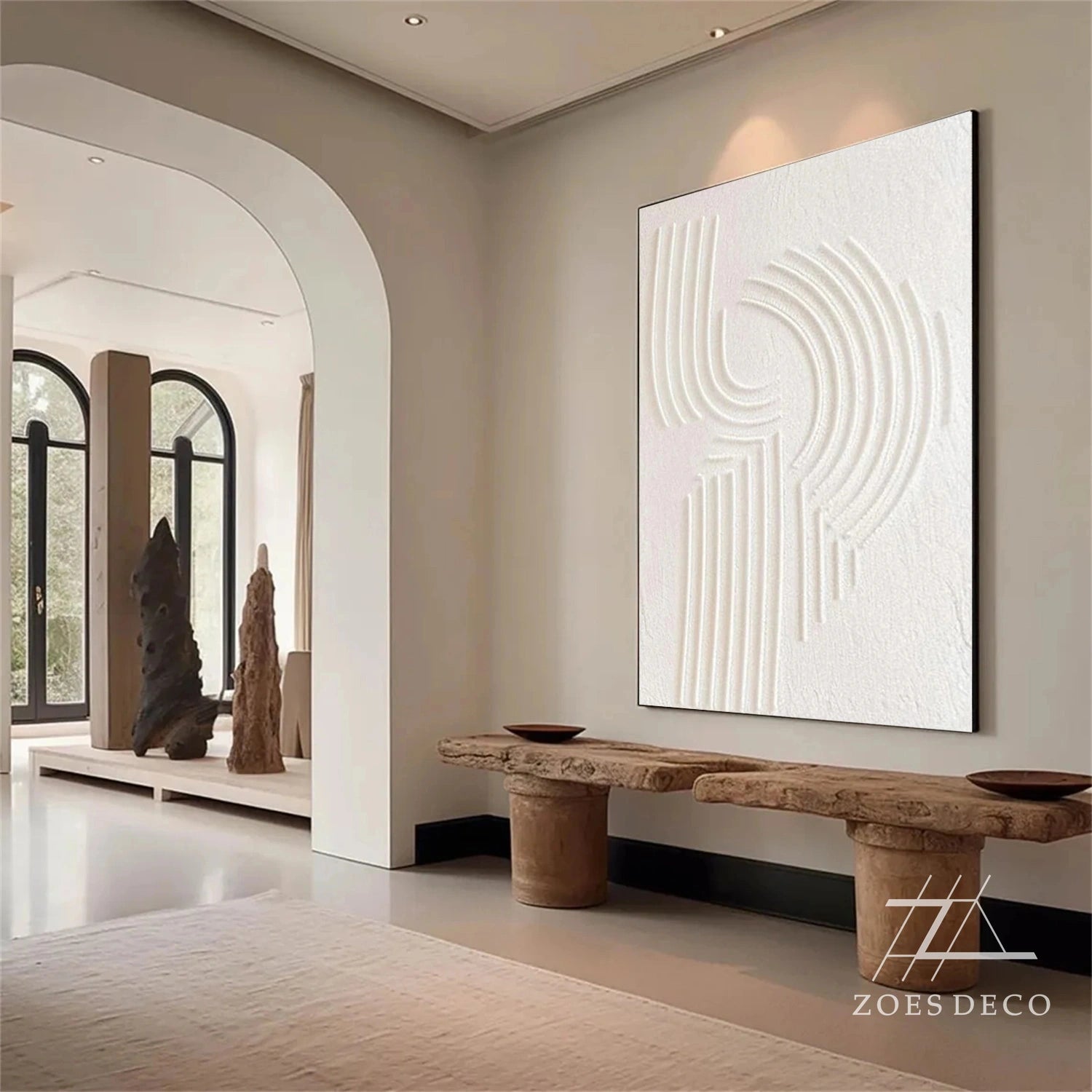 White Textured Minimalist Wall Art #WT177