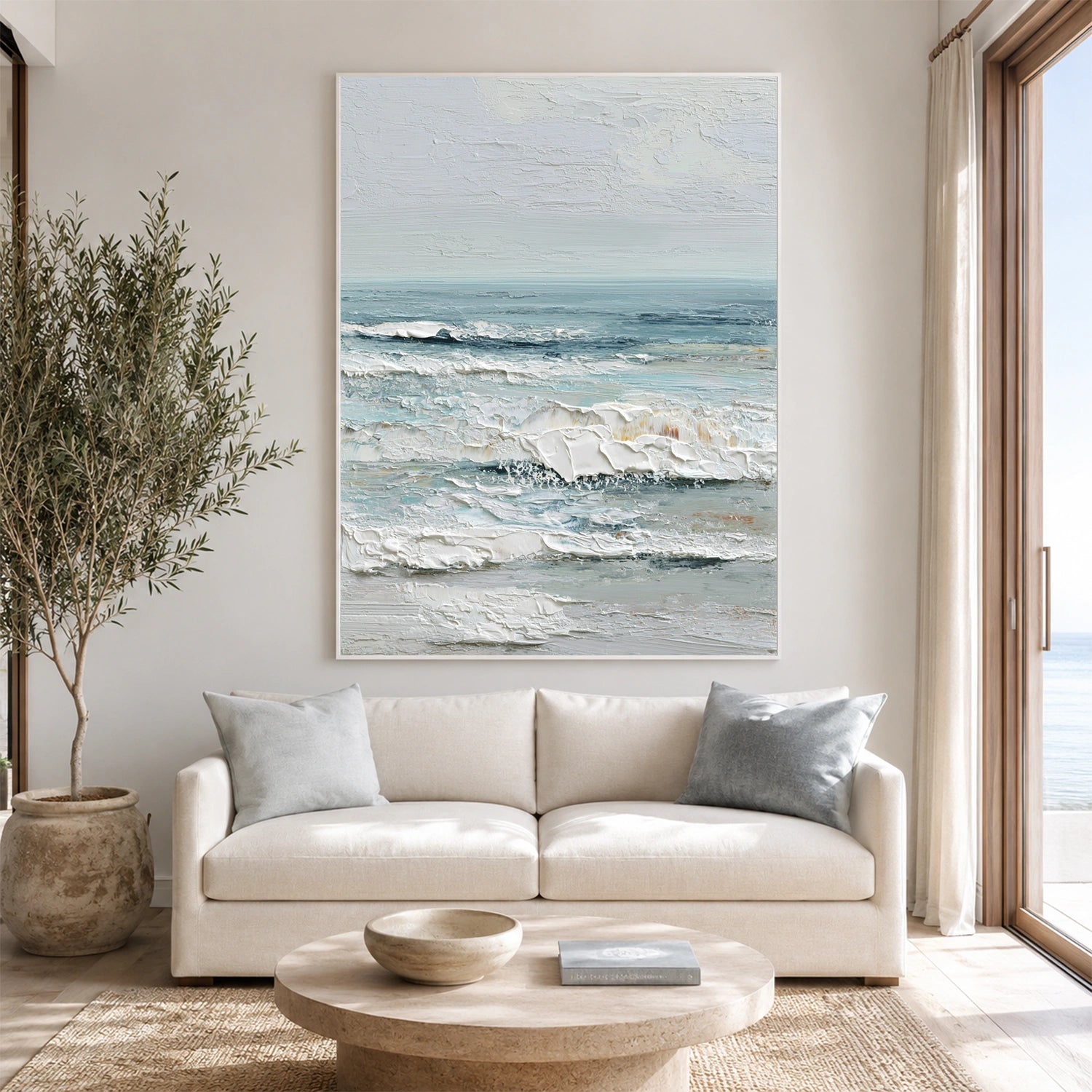 Sky And Ocean Abstract Textured Wall Art #SO443