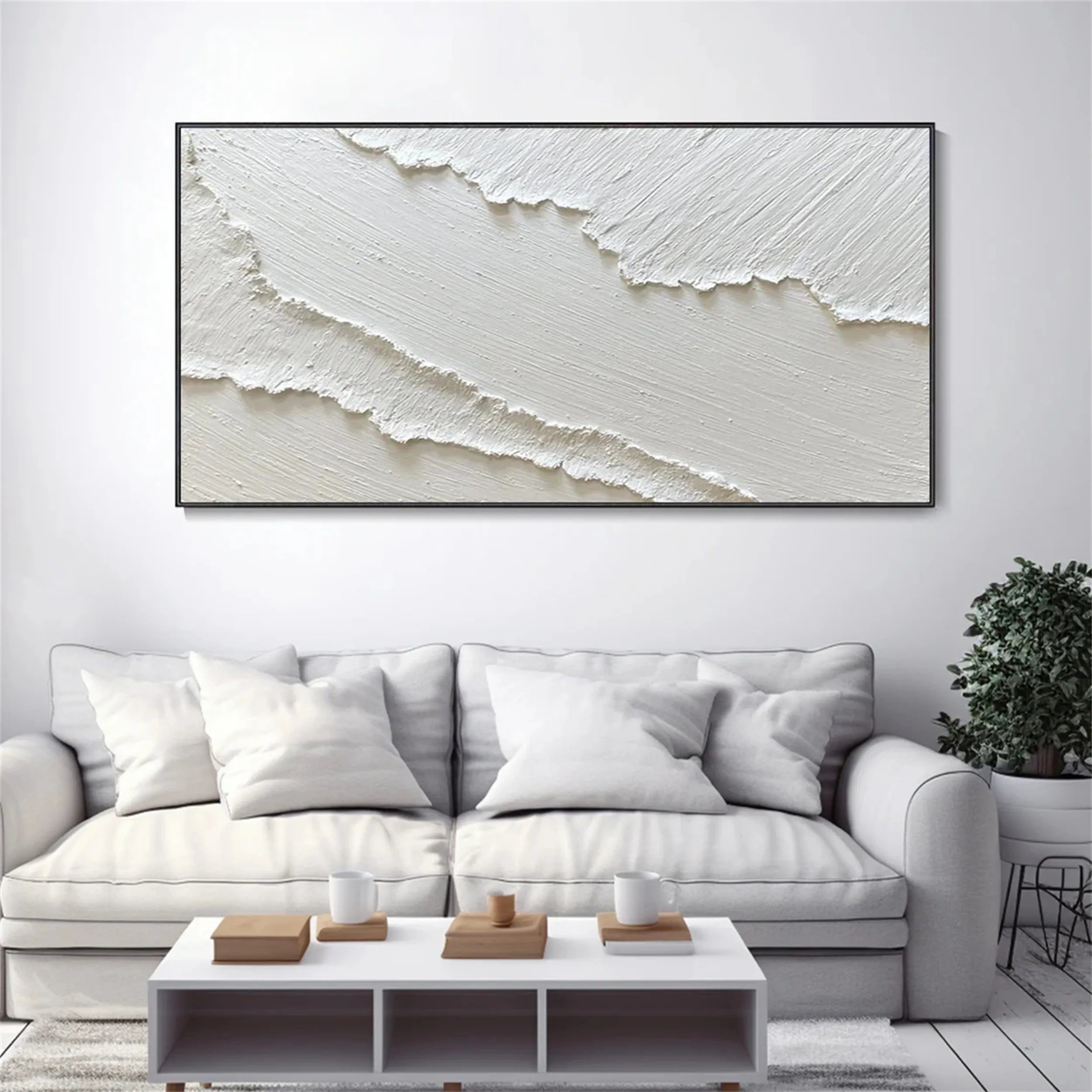 White Textured Minimalist Wall Art #WT095