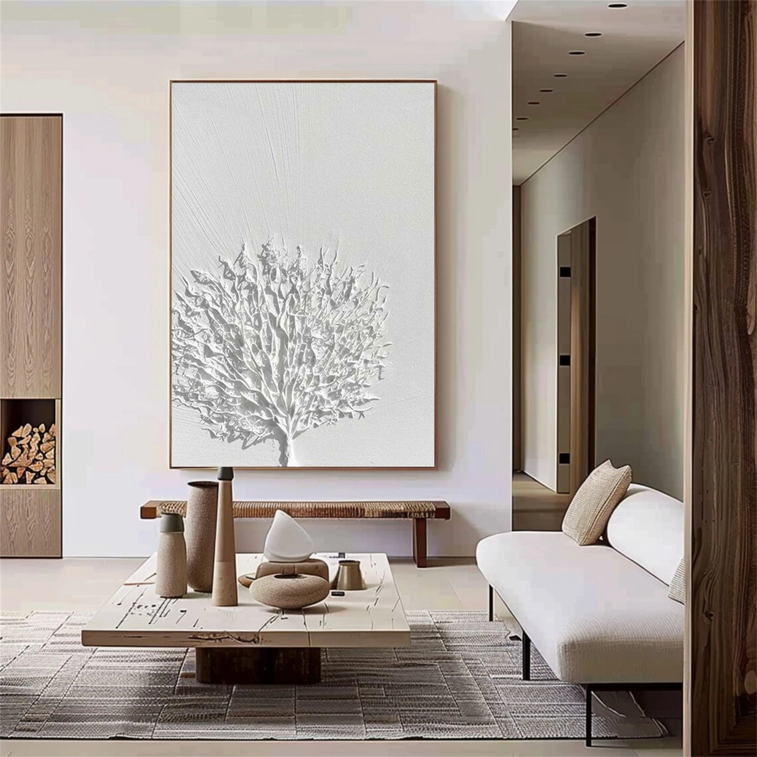 White Textured Minimalist Wall Art #WT064