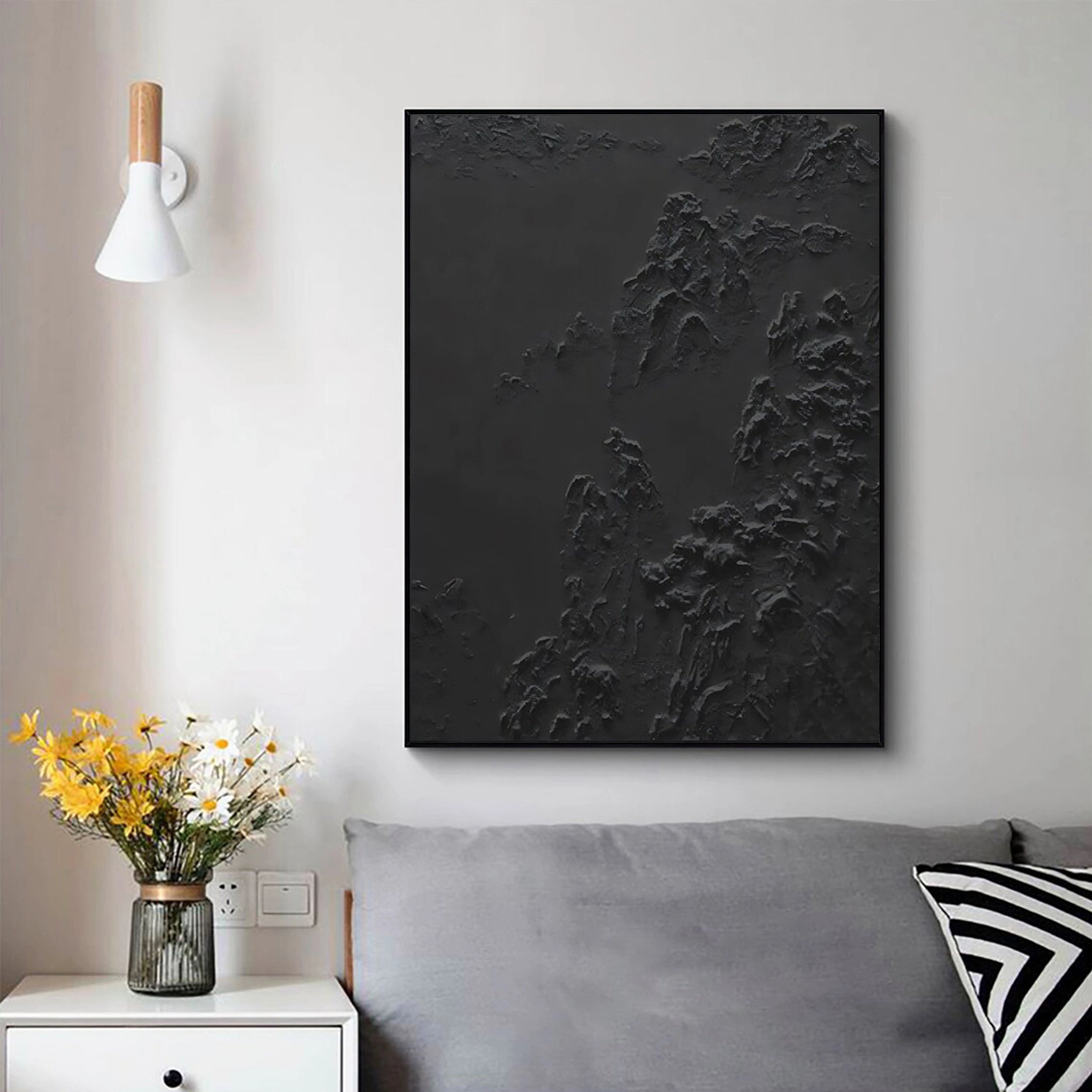 Black Textured Minimalist Wall Art #BT038