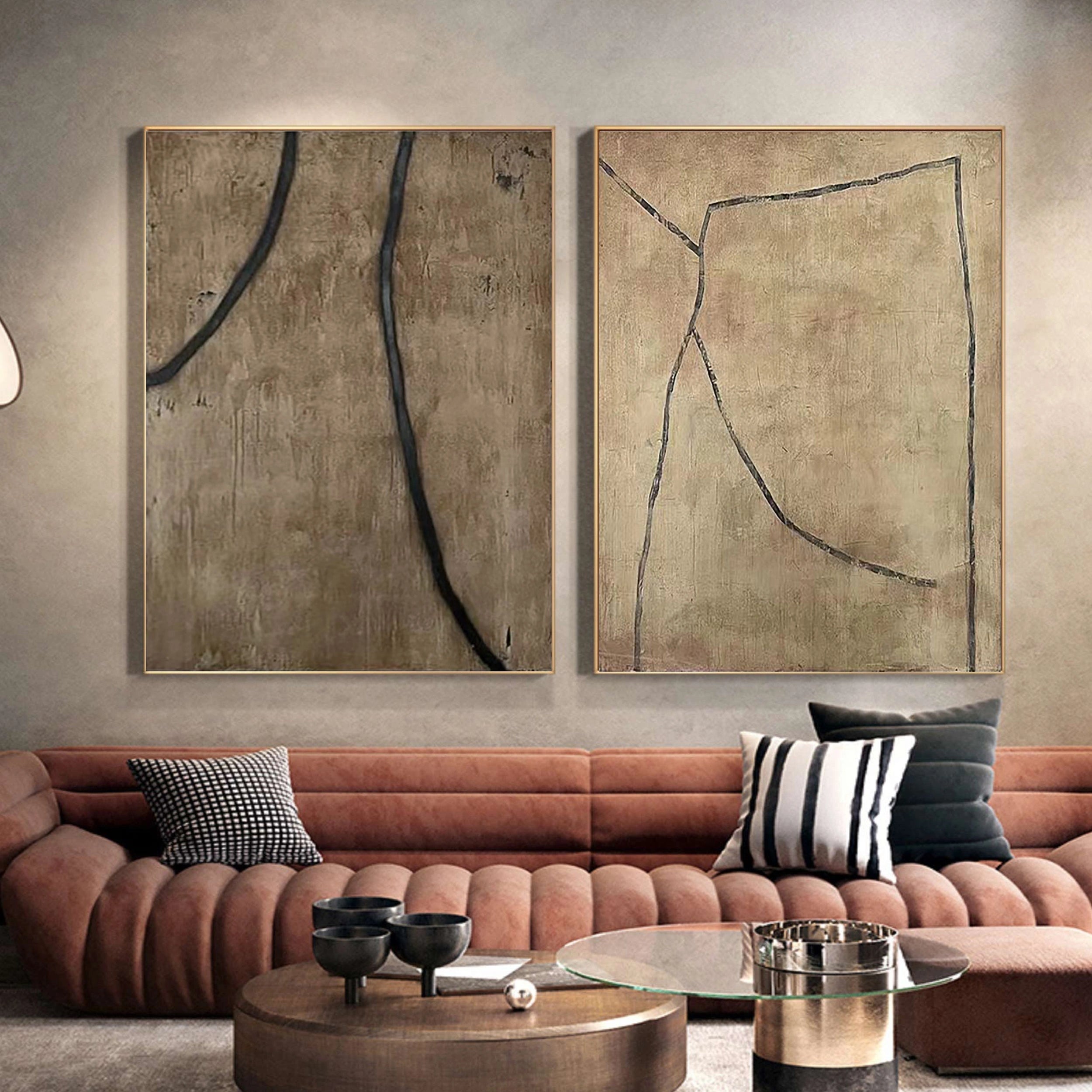 Wabi Sabi Abstract Wall Art Set of 2 #WA088