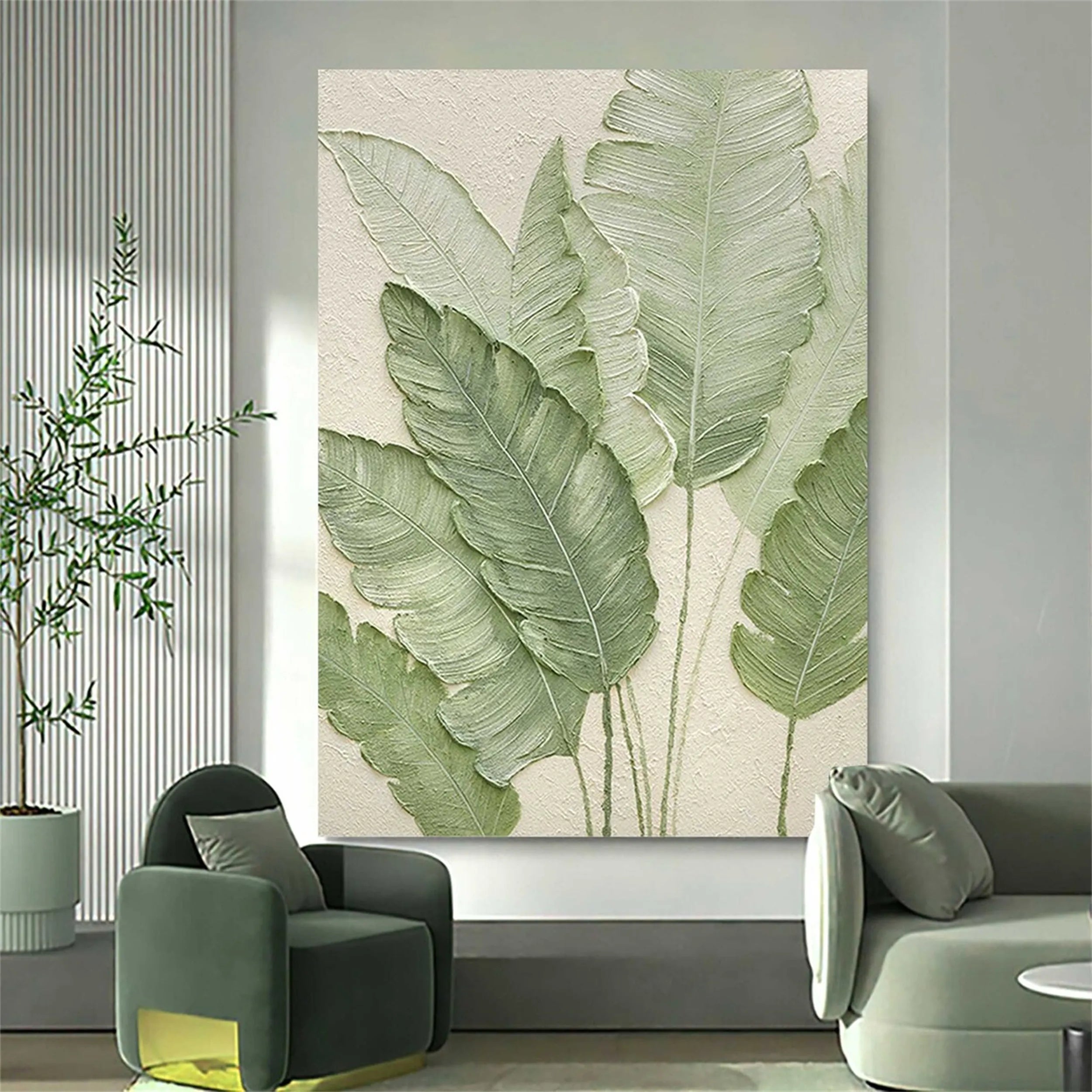 Green Textured Minimalist Wall Art #GT038