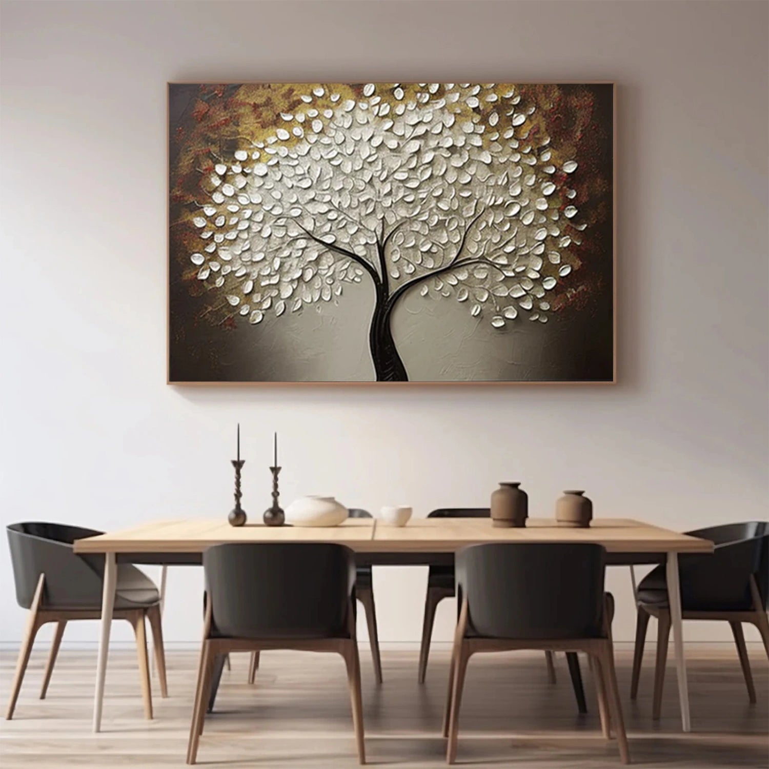Tree And Flower Abstract Textured Wall Art #TF132