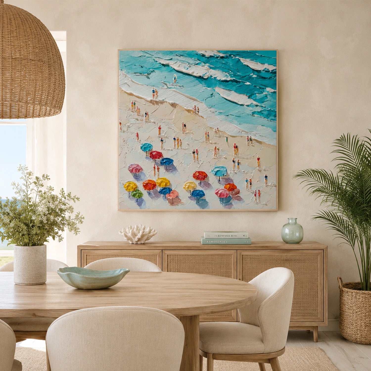 Sky And Ocean Abstract Textured Wall Art #SO429