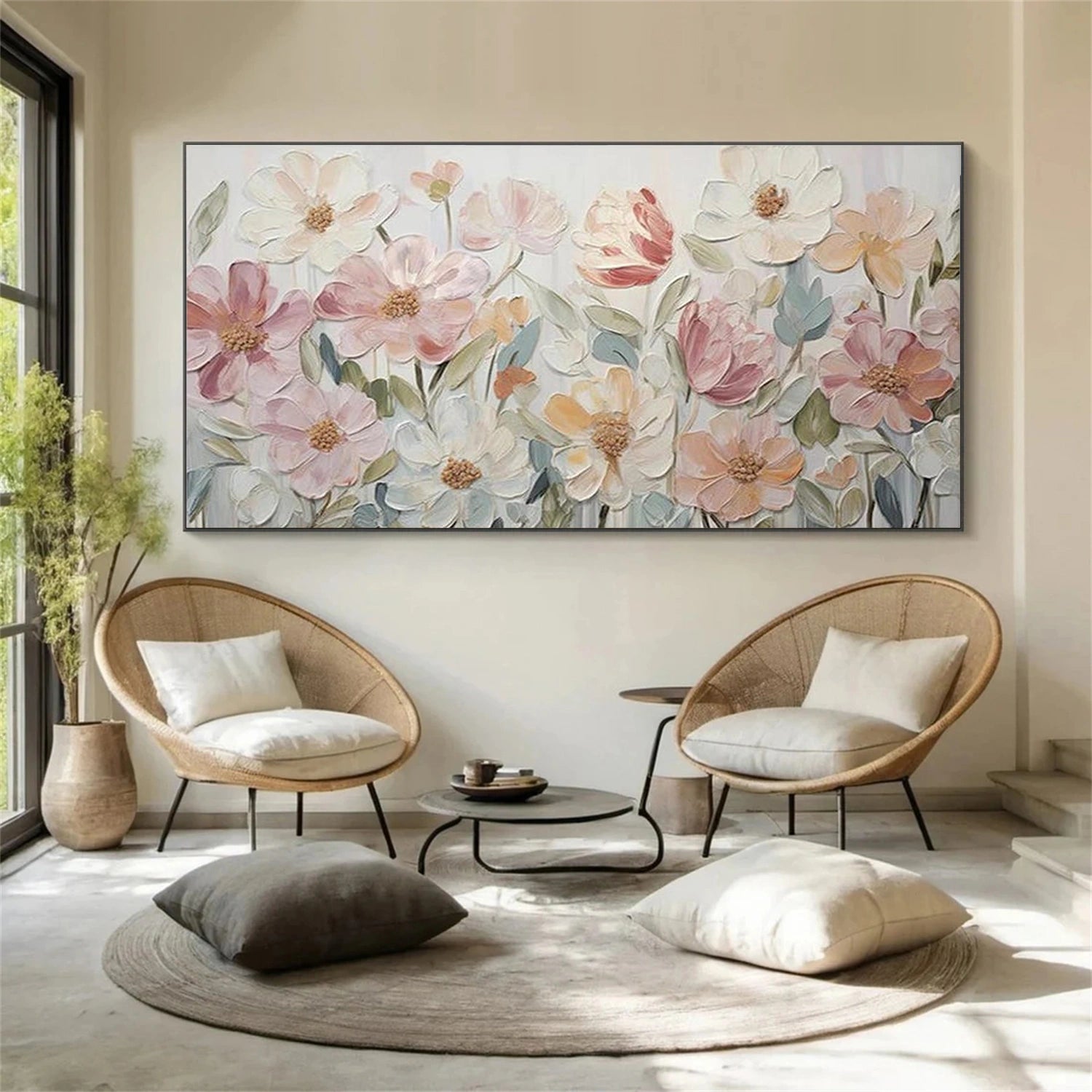 Tree And Flower Abstract Textured Wall Art #TF201