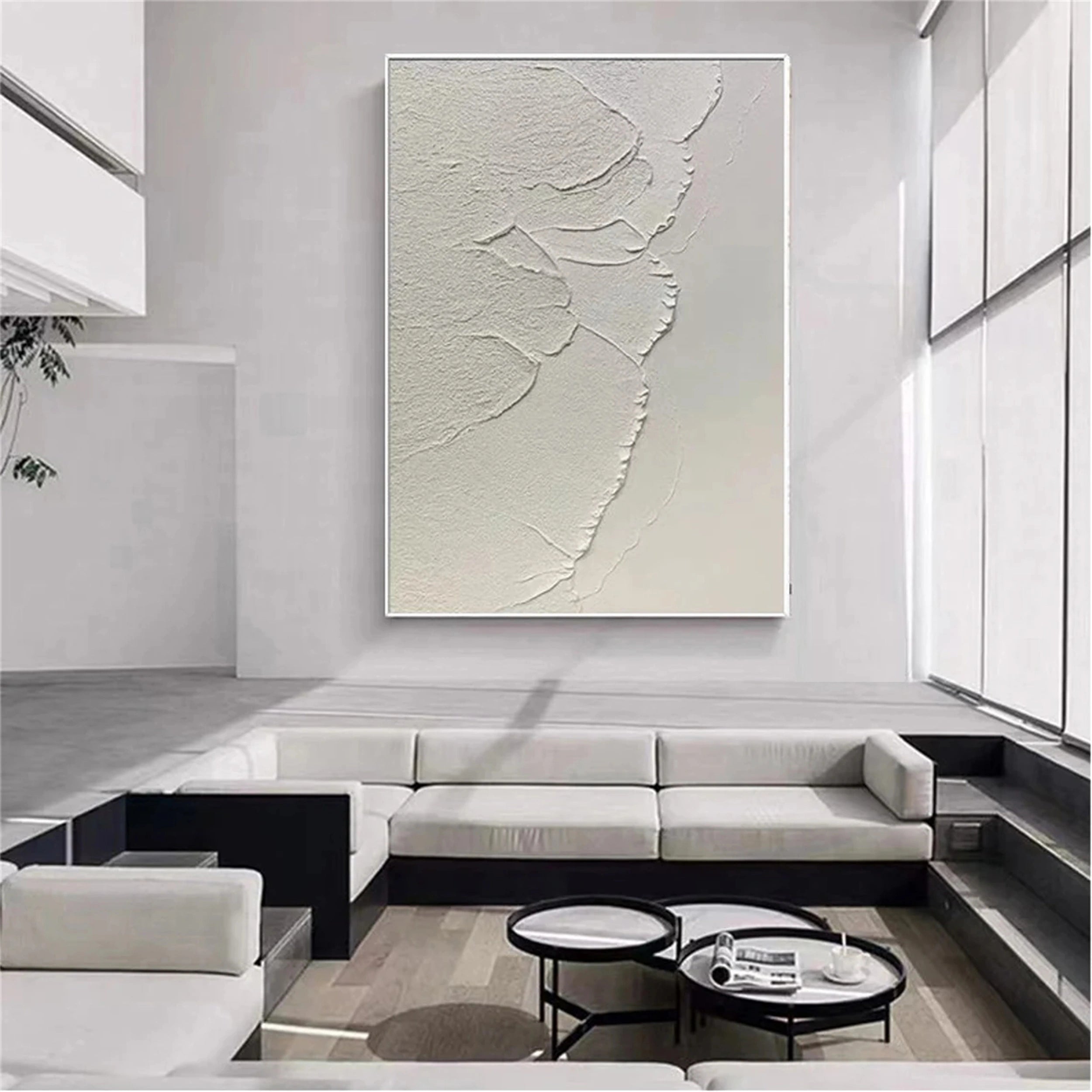White Textured Minimalist Wall Art #WT074