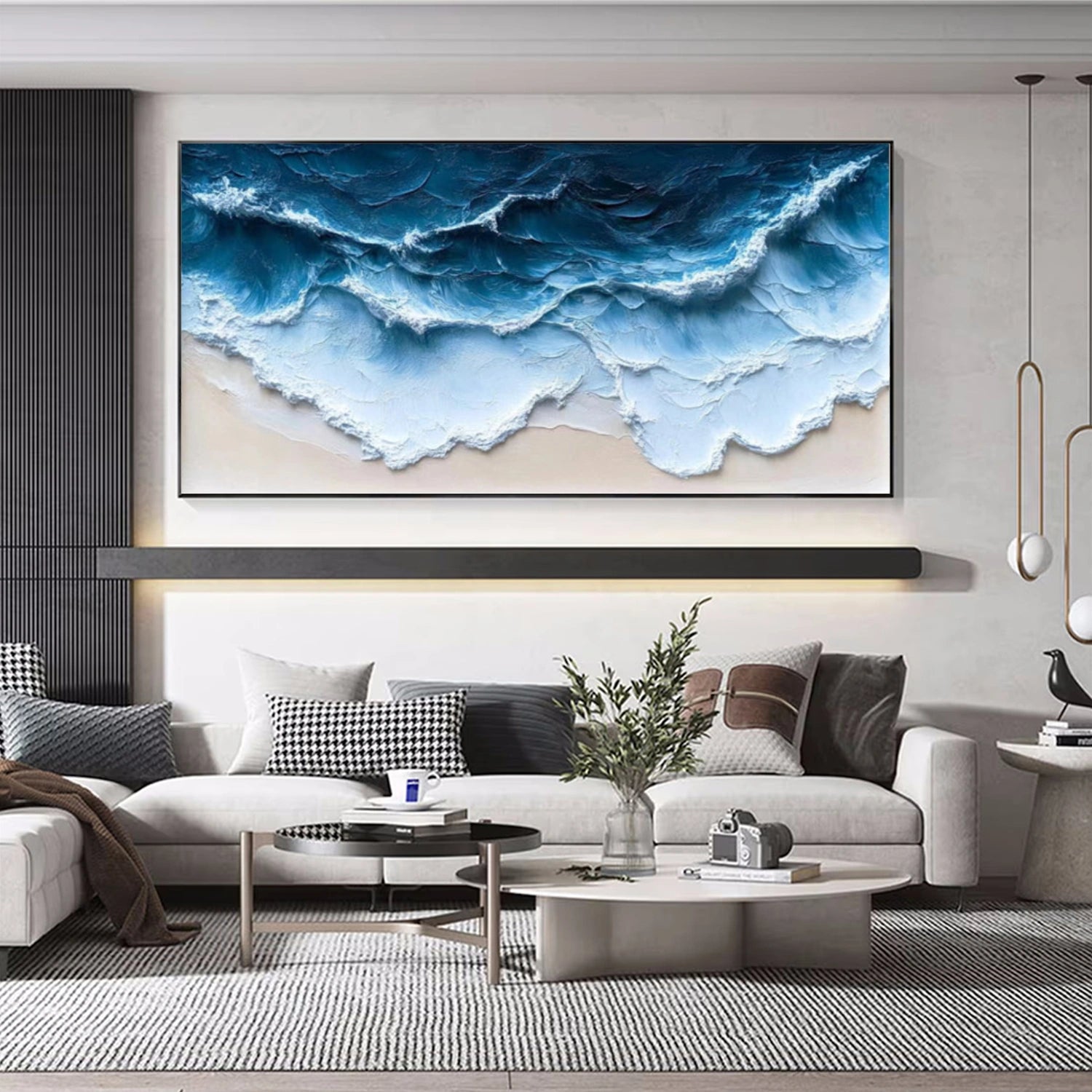 Sky And Ocean Abstract Textured Wall Art #SO377