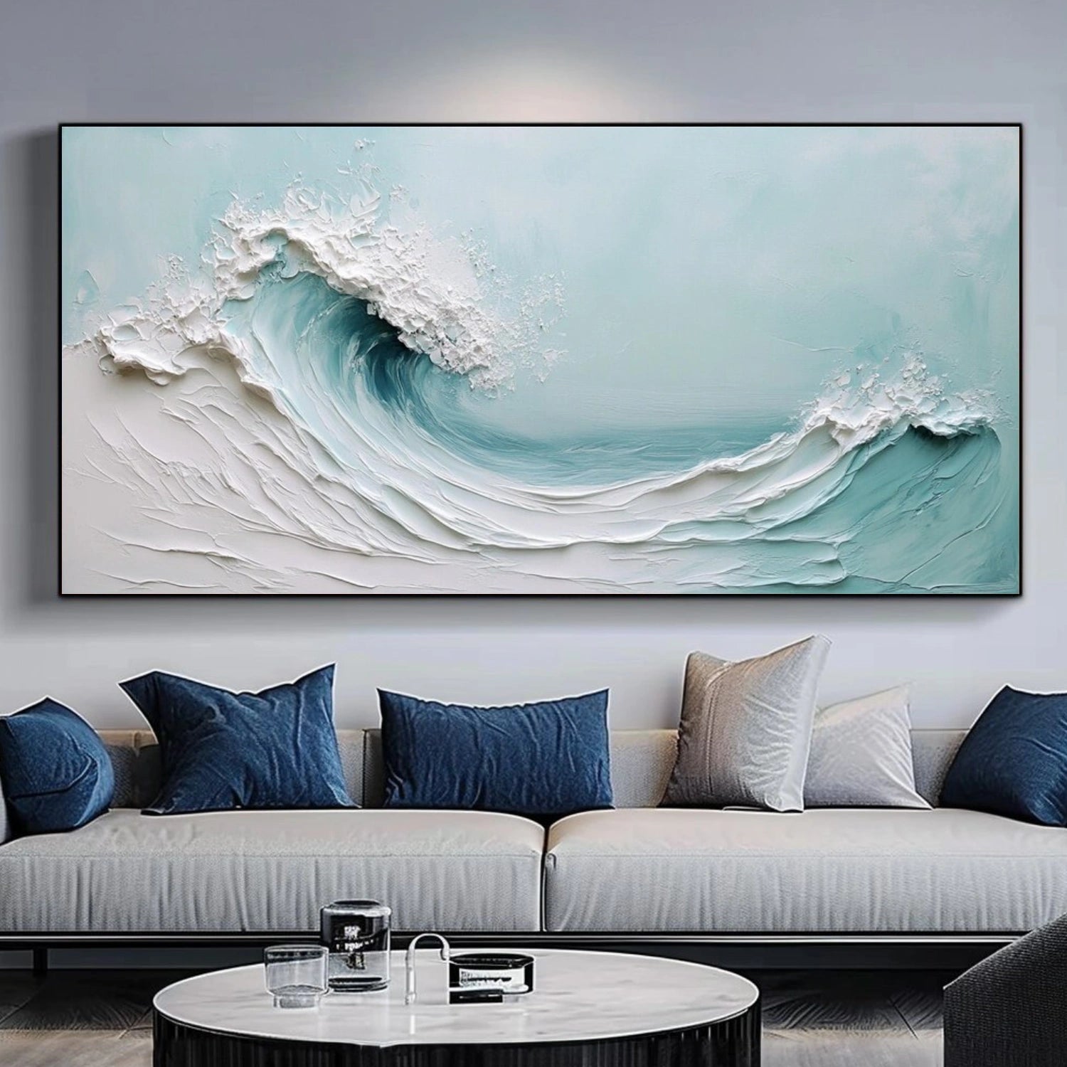 Sky And Ocean Abstract Textured Wall Art #SO352