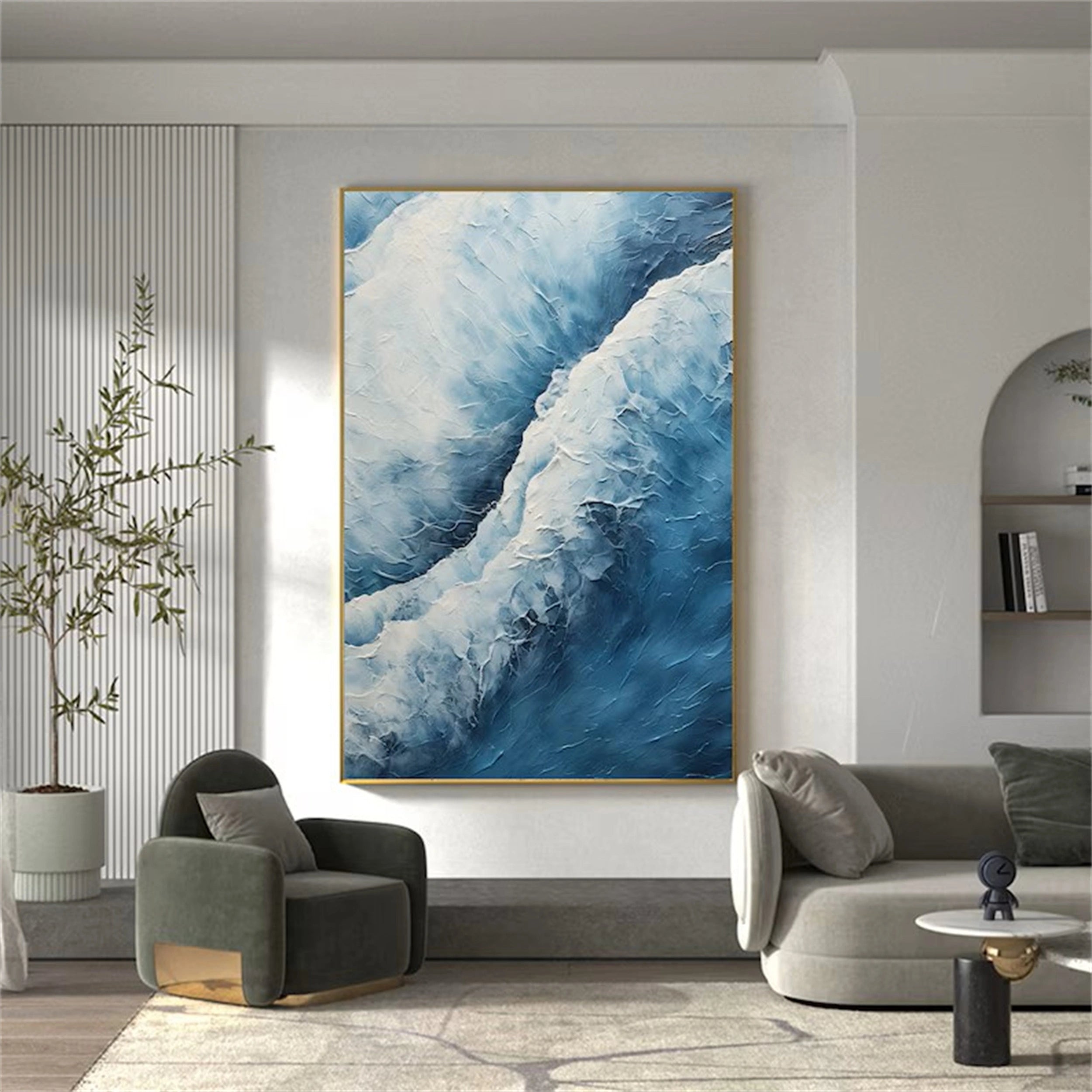 Blue Textured Minimalist Wall Art #BL011