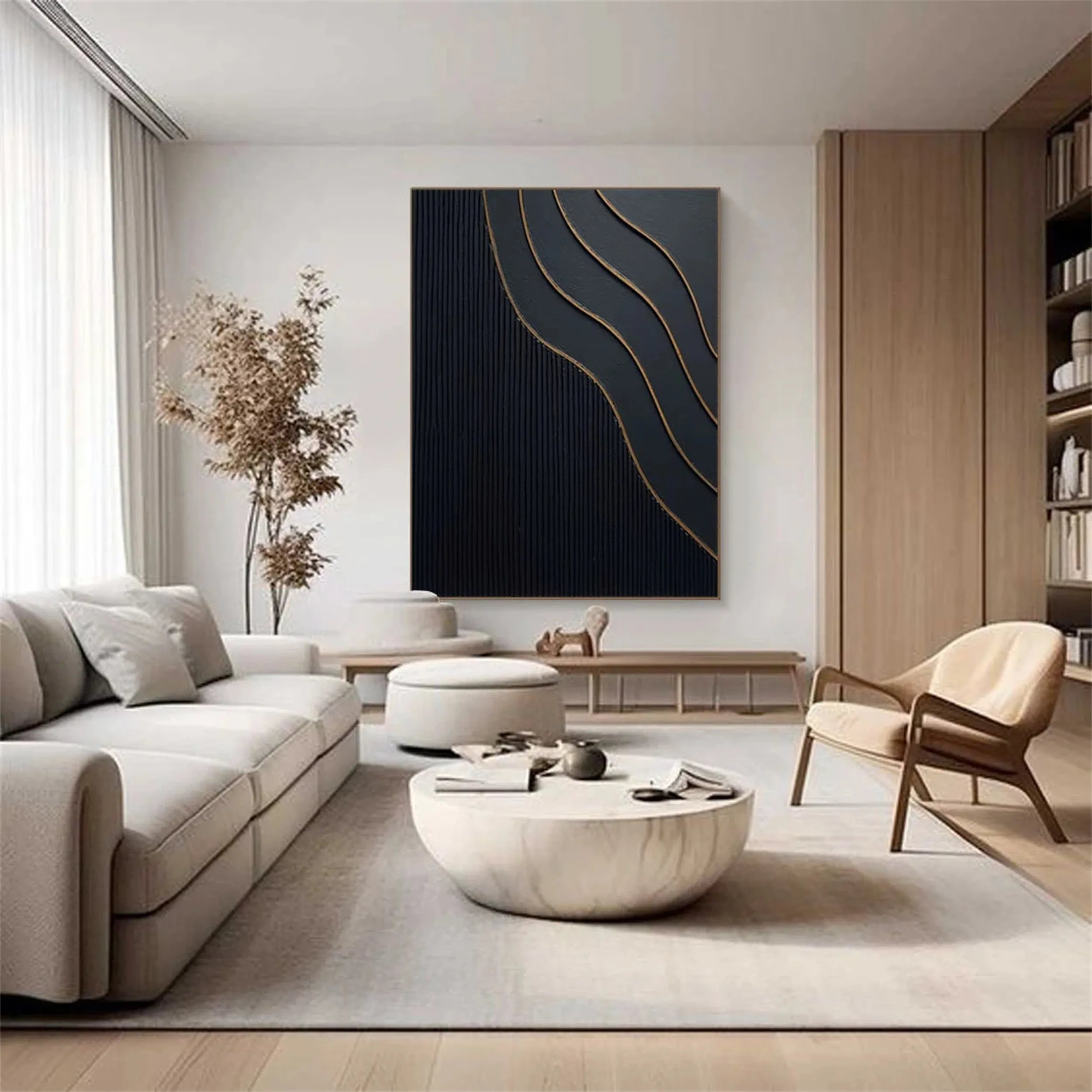 Black Textured Minimalist Wall Art #BT060