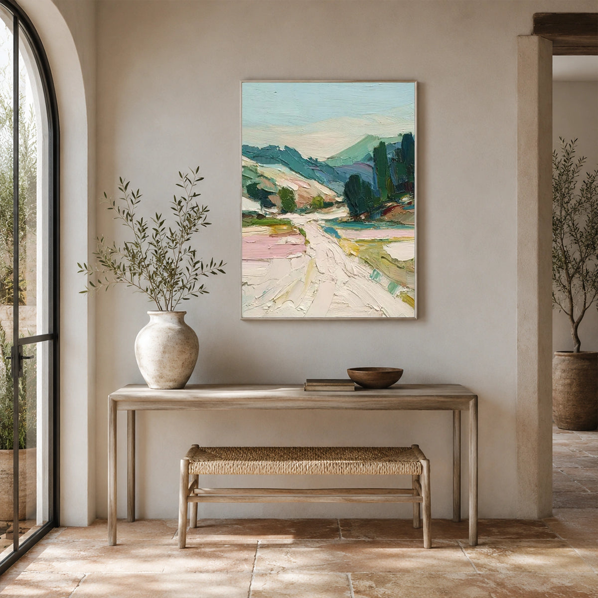 Tree And Flower Abstract Textured Wall Art #TF236