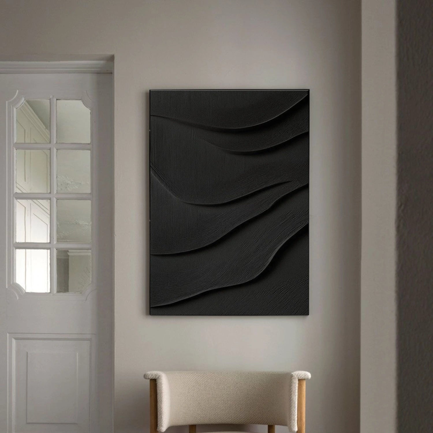 Black Minimalist Textured Canvas Art #BT084