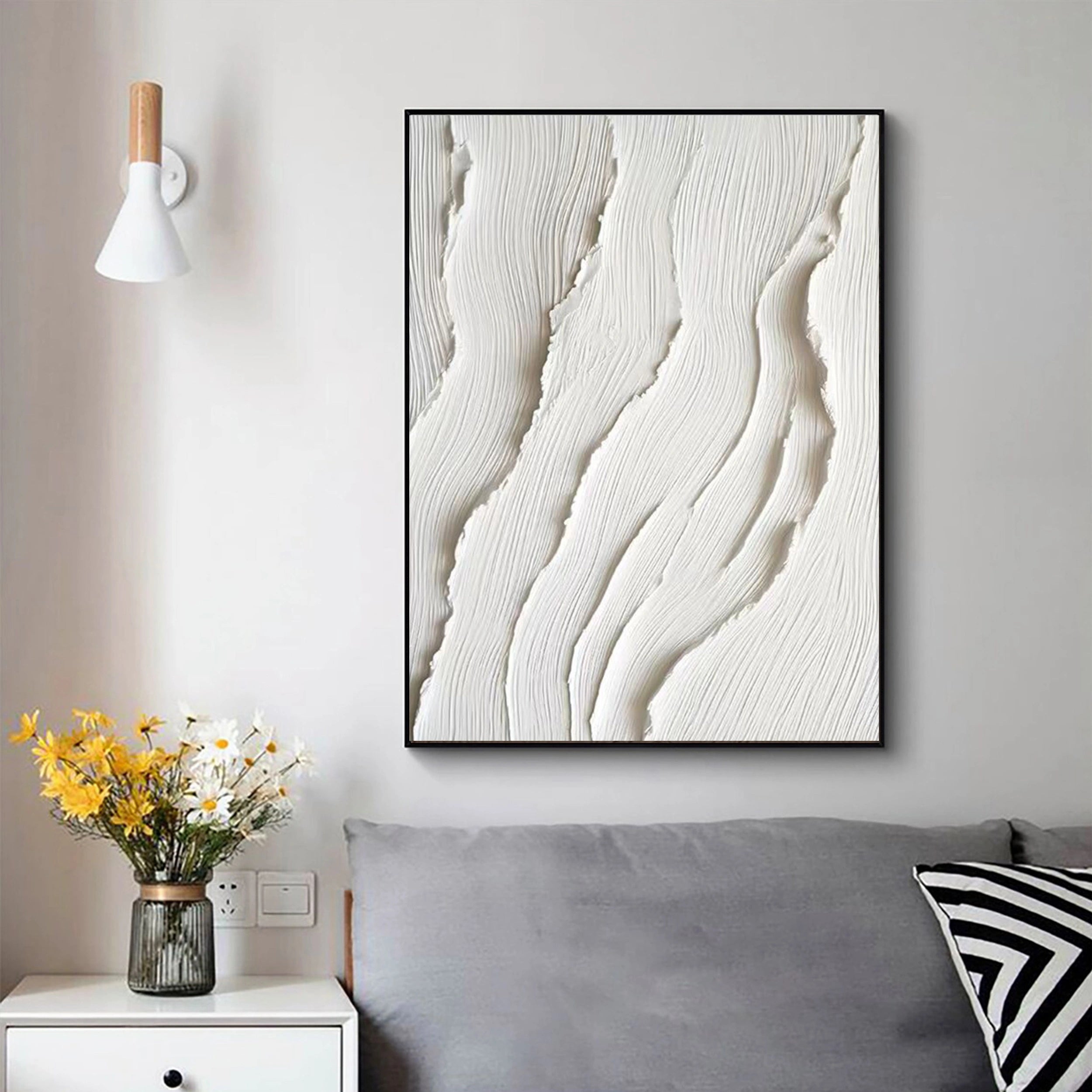 White Textured Minimalist Wall Art #WT084