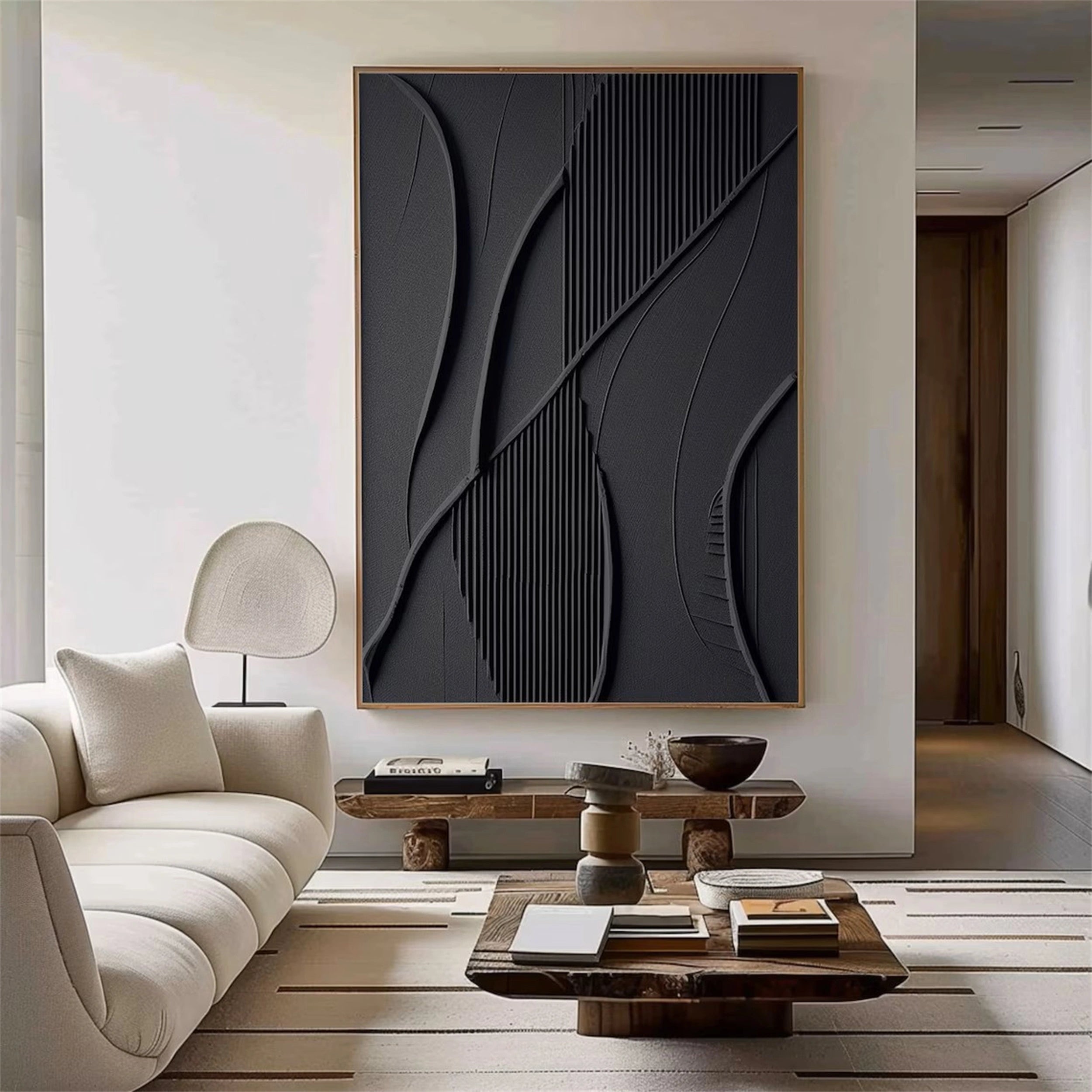 Black Textured Minimalist Wall Art #BT042