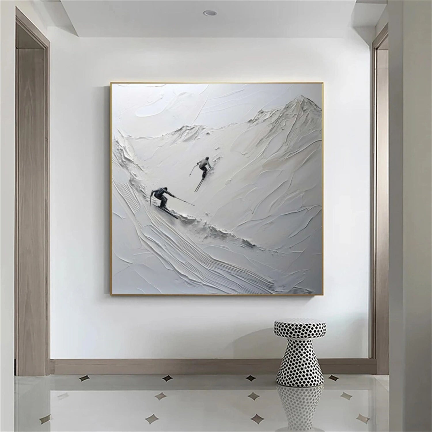 Skiing Sport Textured Wall Art #BA035