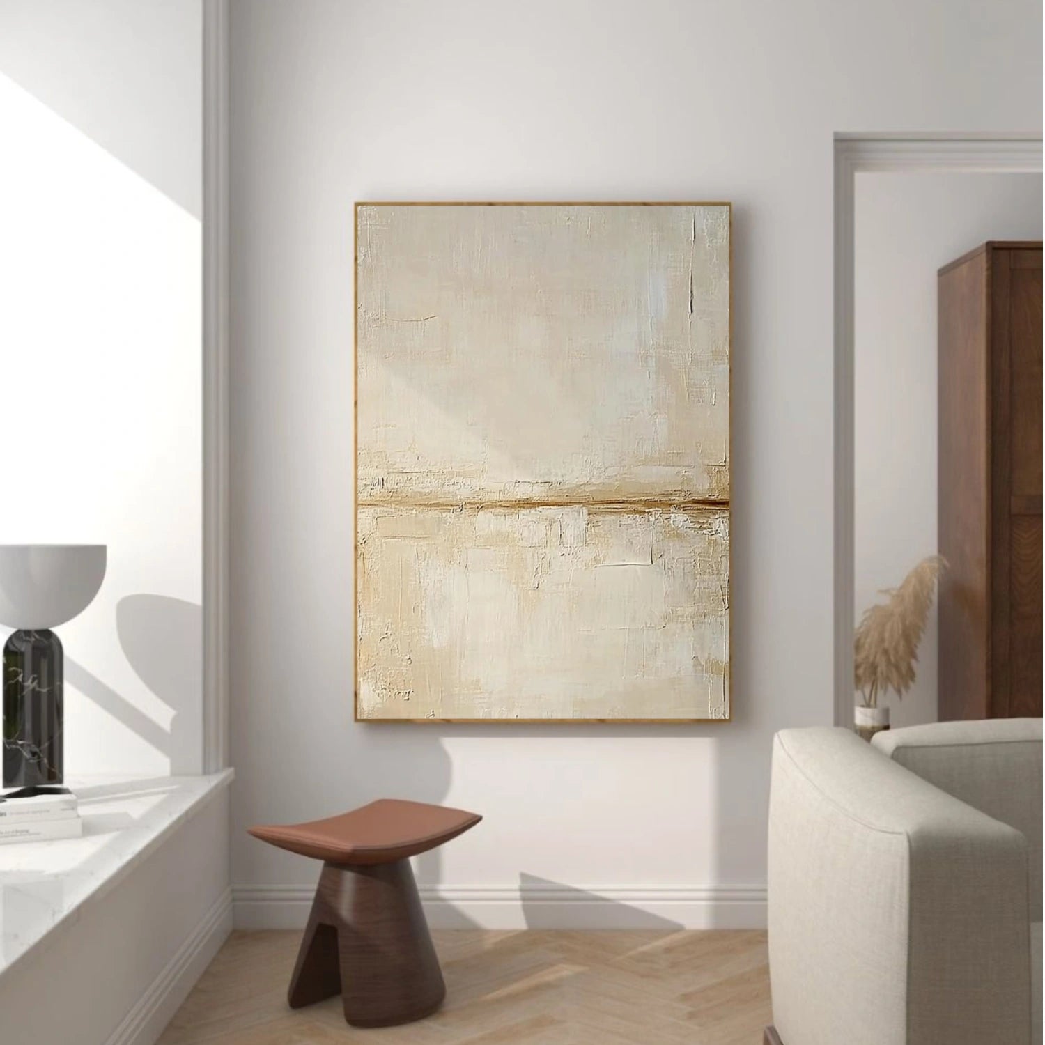 Beige and Brown Wabi Sabi Abstract Canvas Art #WA218