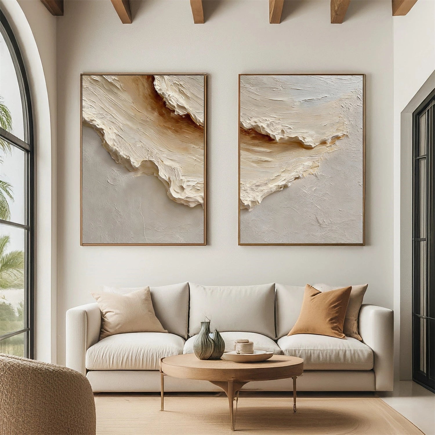 Sky And Ocean Abstract Textured Wall Art Set of 2 #SO371