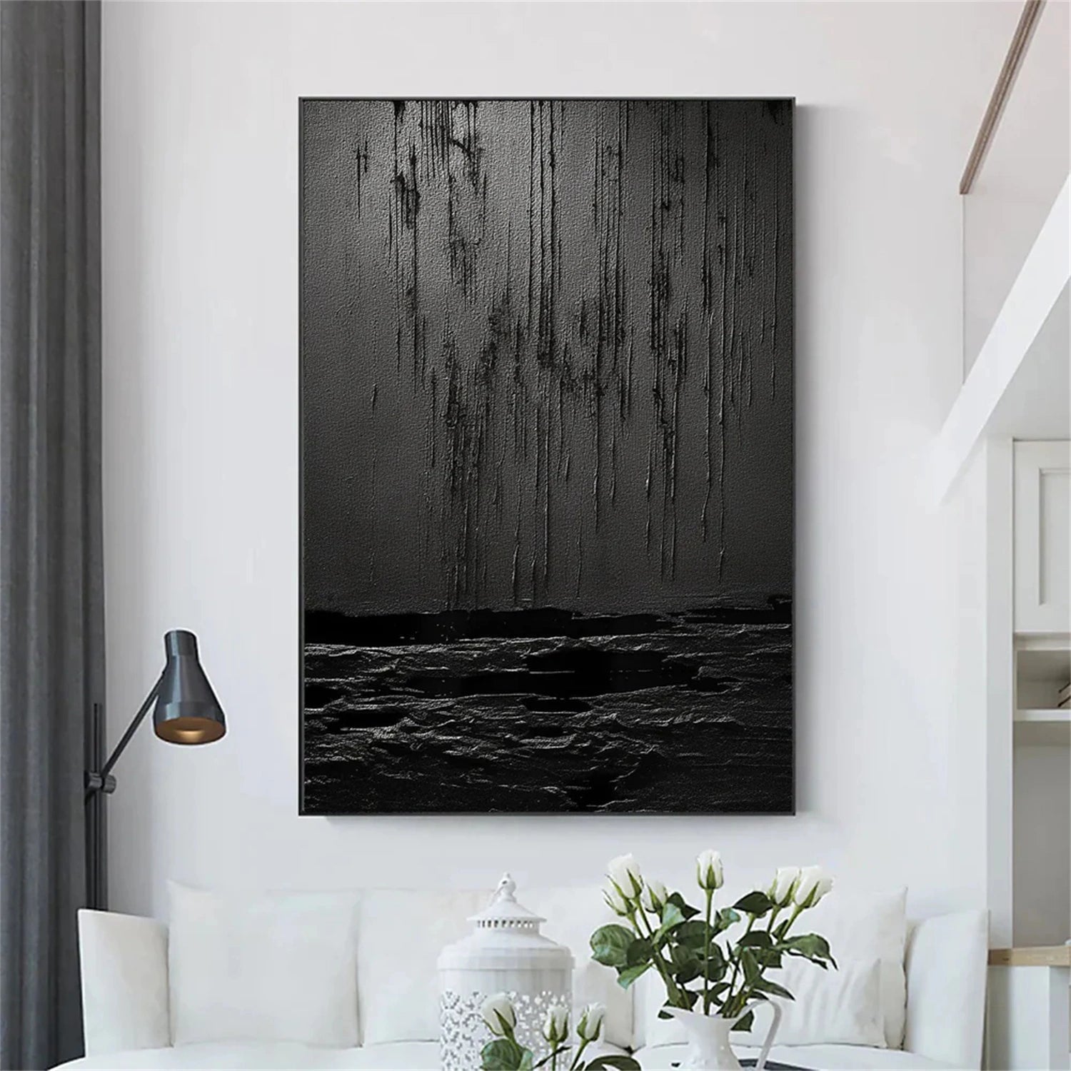 Black Textured Minimalist Wall Art #BT010