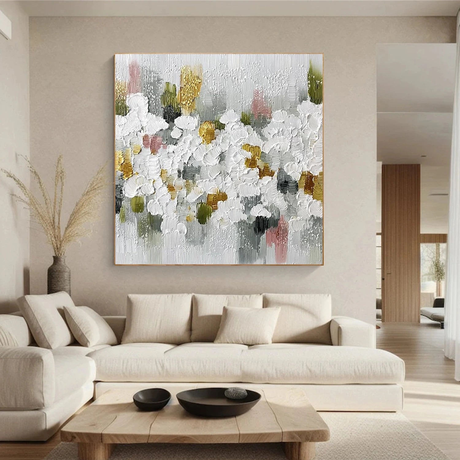 Tree And Flower Abstract Textured Wall Art #TF197