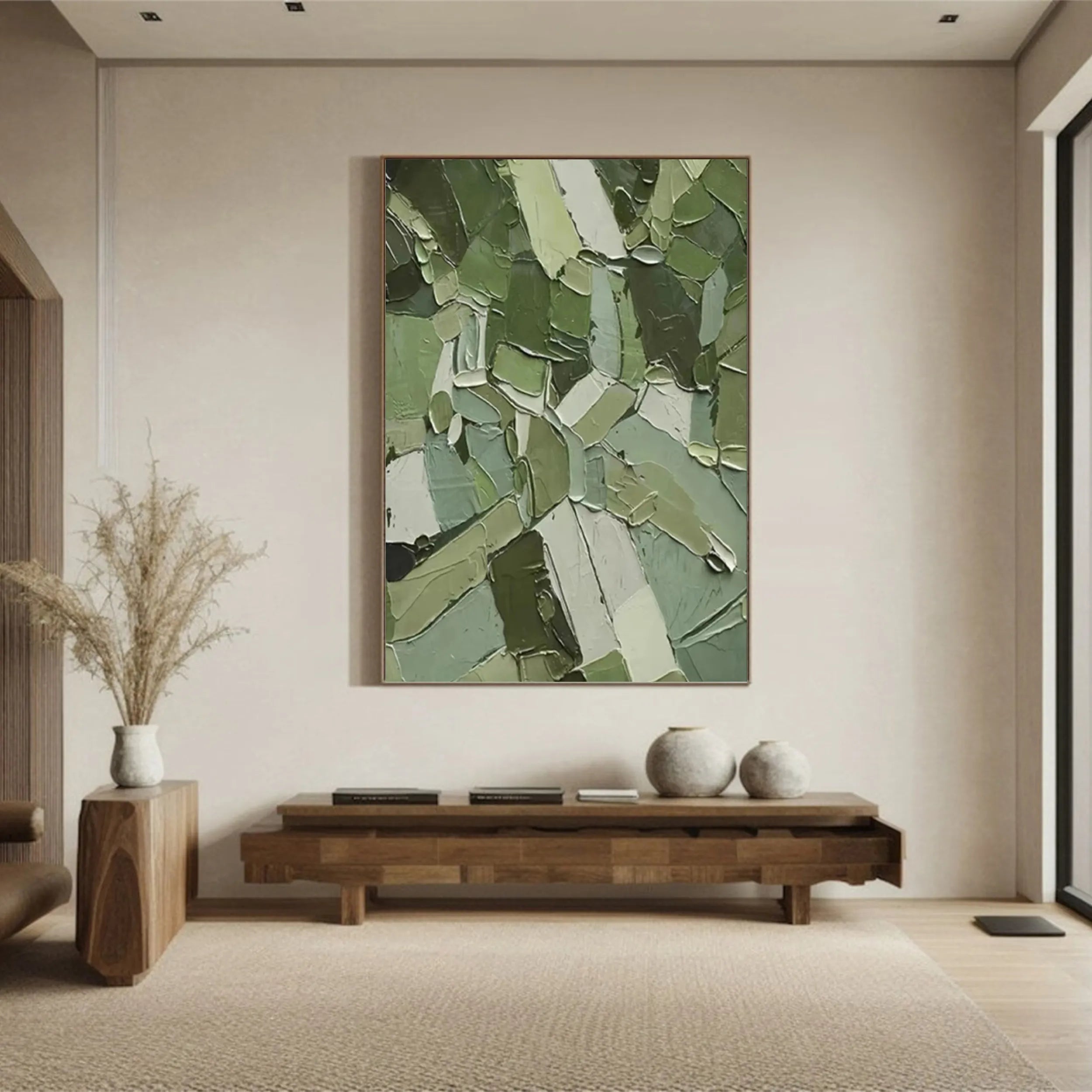 Green Textured Minimalist Wall Art #GT032