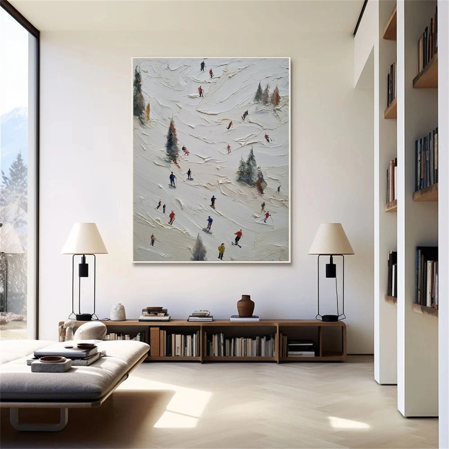 Skiing Sport Textured Wall Art #BA040